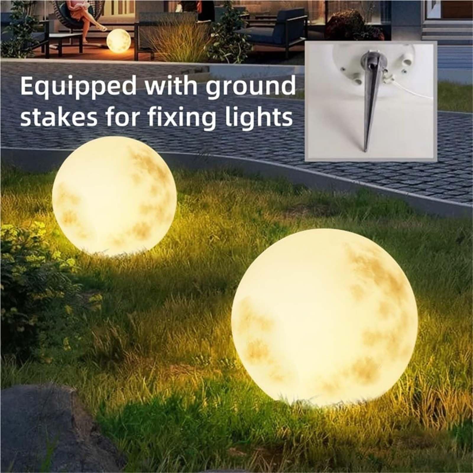 Lampy Led Orb, Wtykowa Lampa Podłogowa W Kształcie Księżyca, Dekoracyjne Oświetlenie Ogrodowe W Kształcie Kuli, Wodoodporne Kule Świetlne Ip65, Nowoczesne Minimalistyczne Oświetlenie Zew 30cm(11.8in)