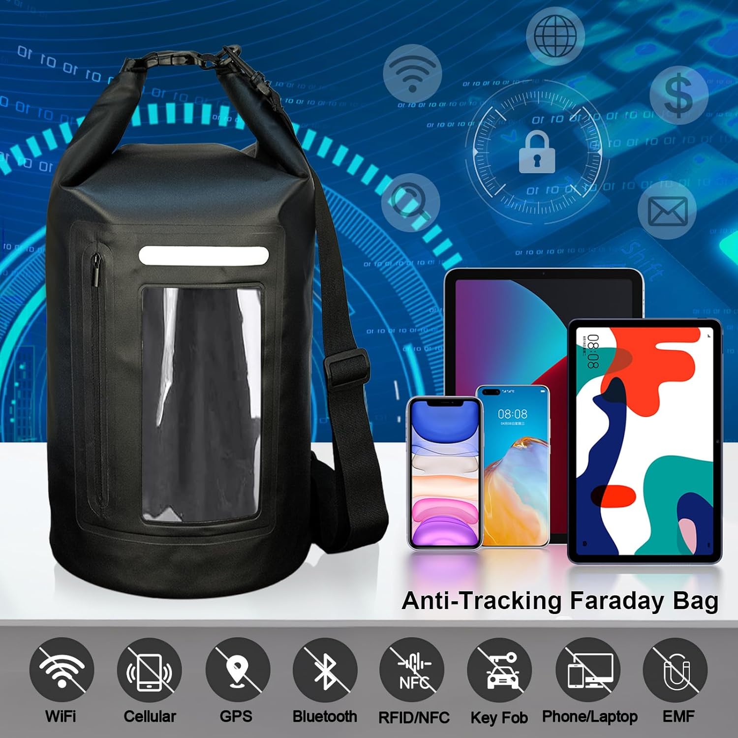15L Faraday Bags, Waterproof Faraday Cage for Laptops & Tablets & Phones & Car Keys, RFID Signal Blocking Pouch, Anti-Theft Anti-Tracking EMP Bag - Image 2