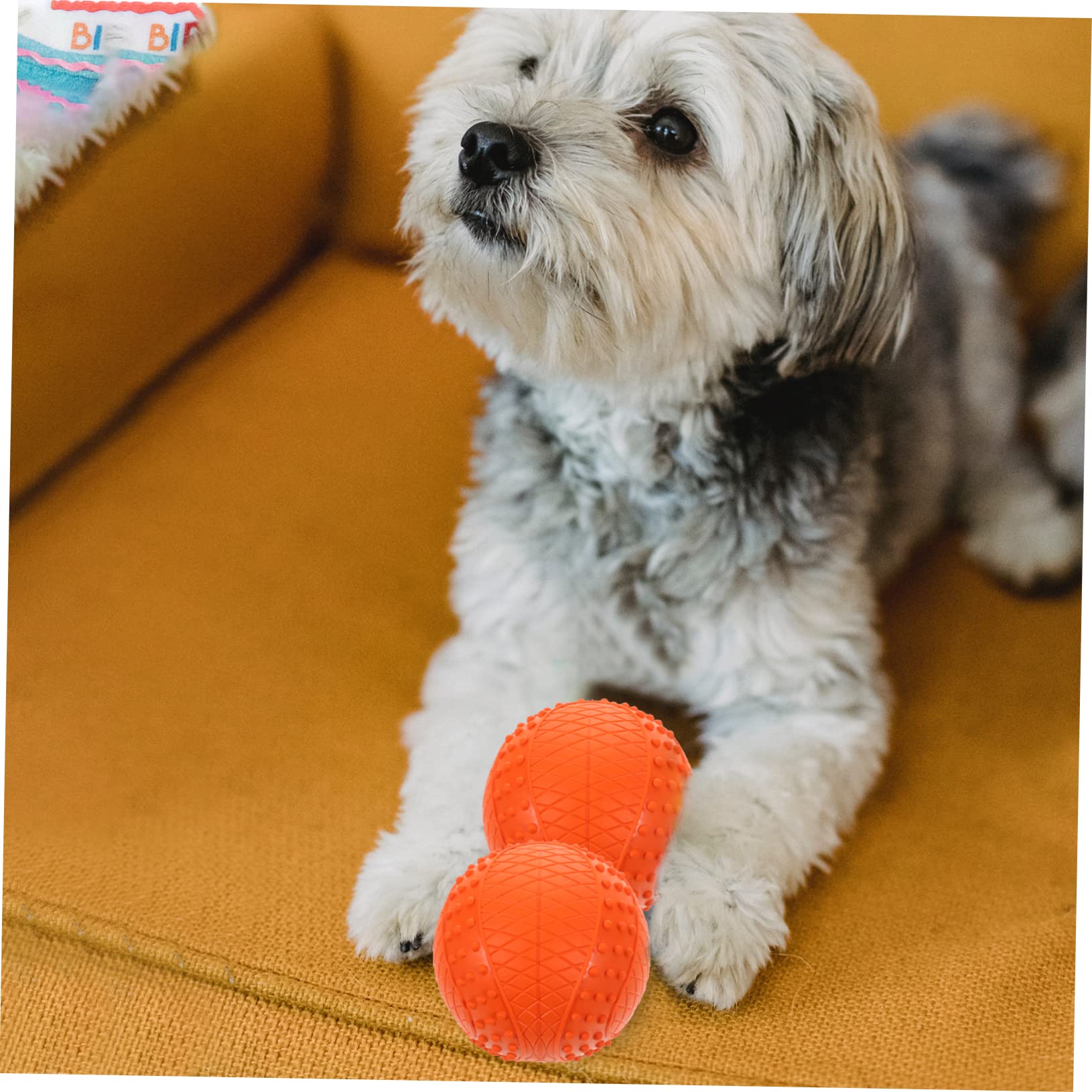 HEMOTON 4pezzi Palline per Cani di Gomma Resistente ai Morsi Giocattoli da Masticare Effetto Squittire Palline Galleggianti Piccole e Facili da Pulire per Cani