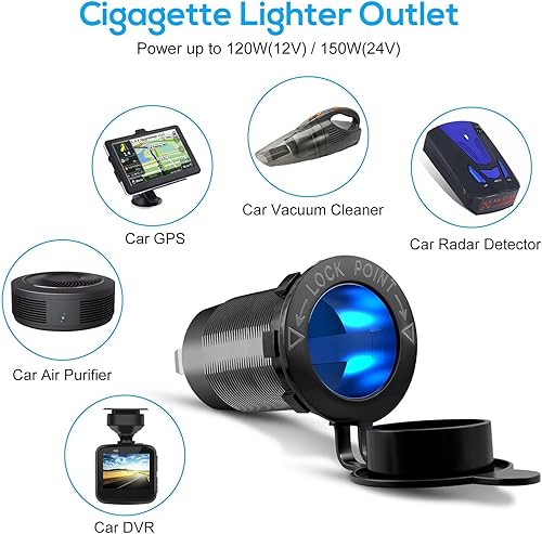 Miniatura 3 de Linkstyle Panel de tienda de campaña con enchufe USB, enchufe para encendedor de cigarrillos, doble 36 W QC3.0 USB A y puerto PD de 27 W con