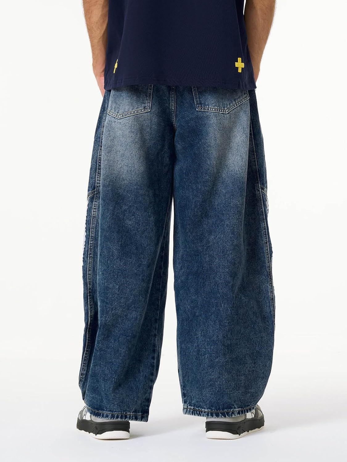 Streetwear Striped Stitching Barrel Jeans Baggy Street Pants Y2k Loose Denim Trousers - Image 5