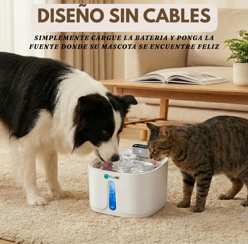Wasserbrunnen für Katzen, Hunde und andere Haustiere, 3,2 l, automatischer Spender mit Sensor, mehrfache Filtration, wiederaufladbar, USB, leise