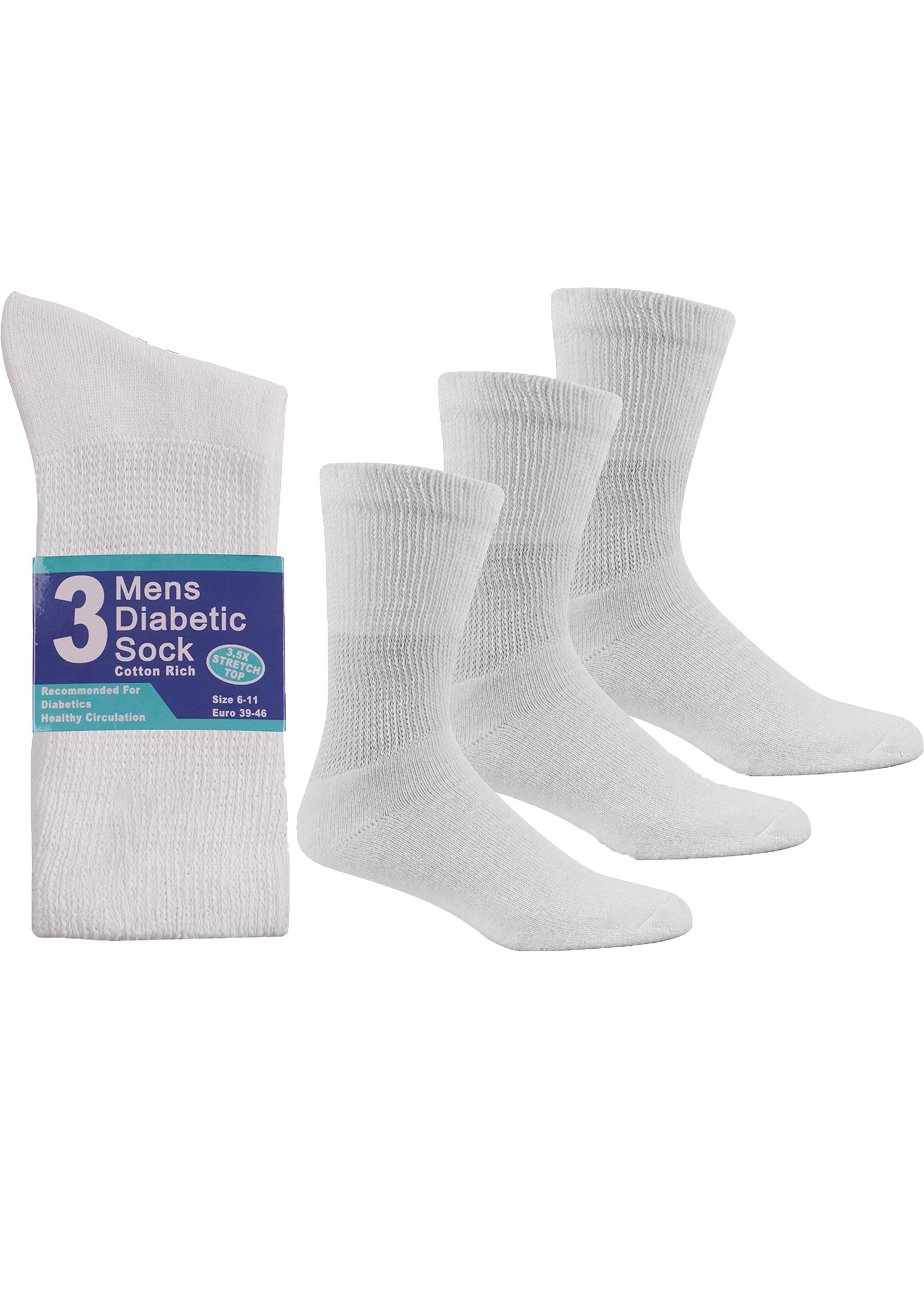 Undercover Men's White Lingerie 6 Pairs 6-11 Diabetic Cotton Rich Loose Top Socks