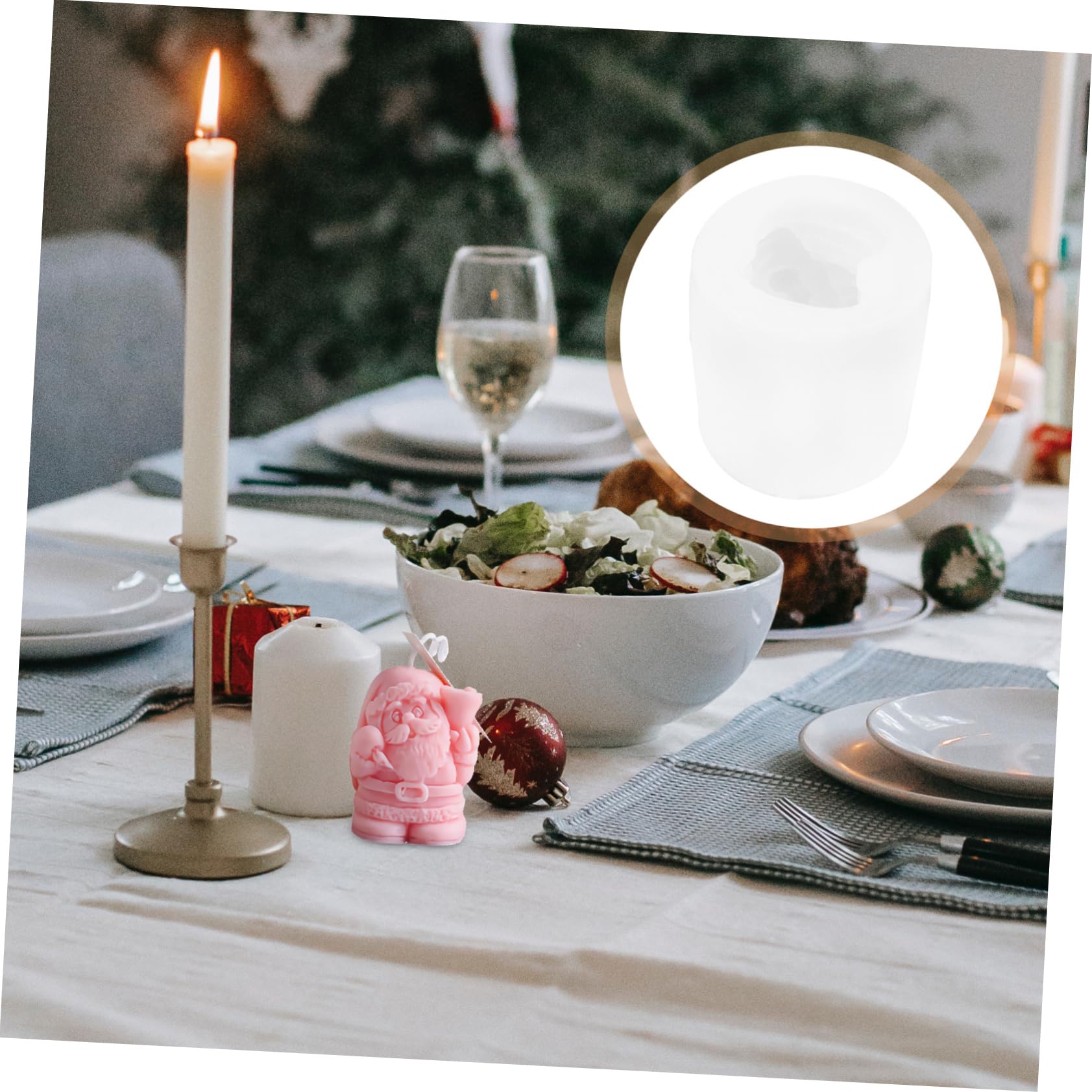 SEWACC 8piezas Molde De Silicona Para Velas Aromáticas De Navidad Diseño De Papá Noel Para Manualidades y Decoración Festiva