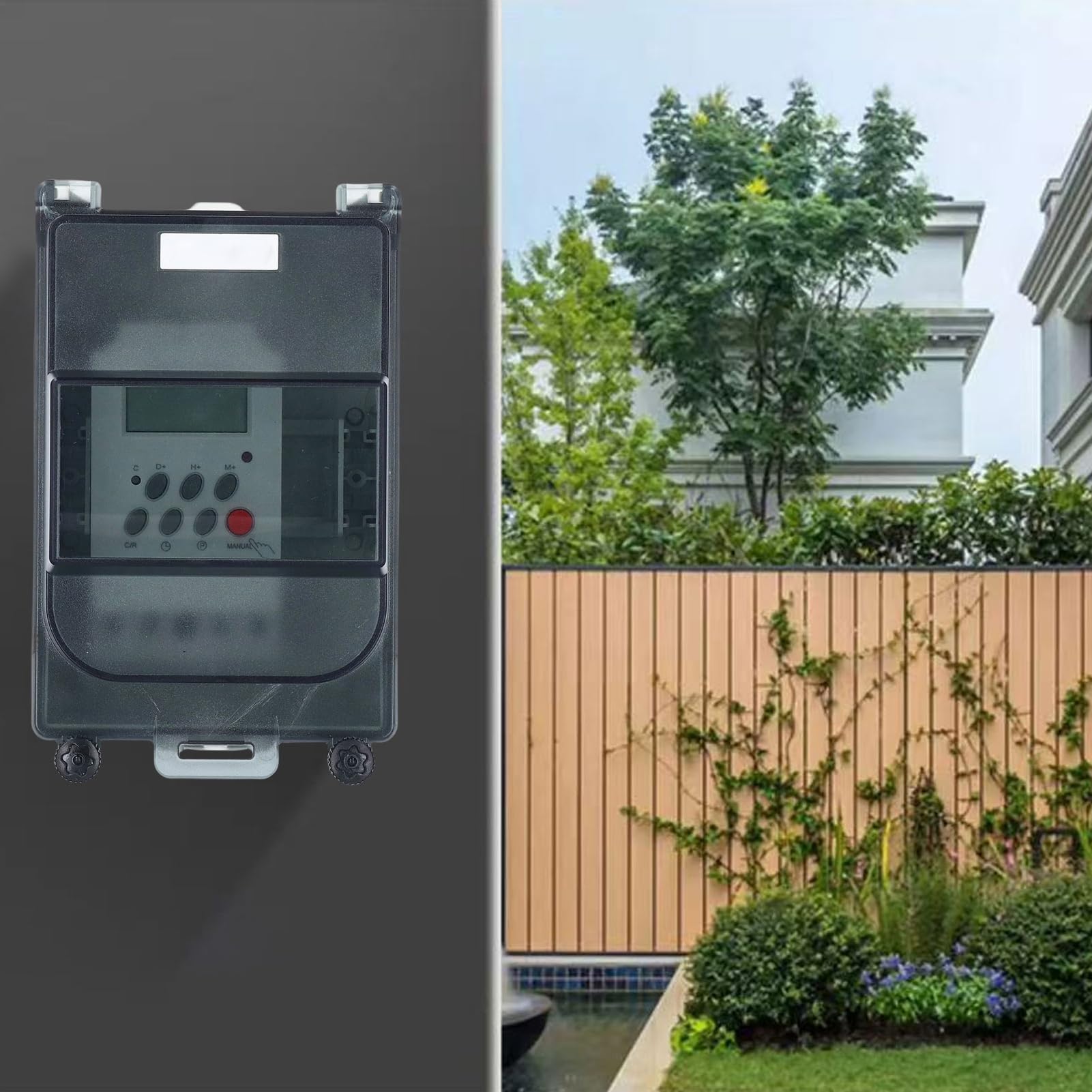 Pyhodi Poolpumpen -Timer, Digitaler Timerschalter, 7 -Tage -28 -Off -Programme, 2 Steckdosen, IP67 Wasserdicht, Eingebaut