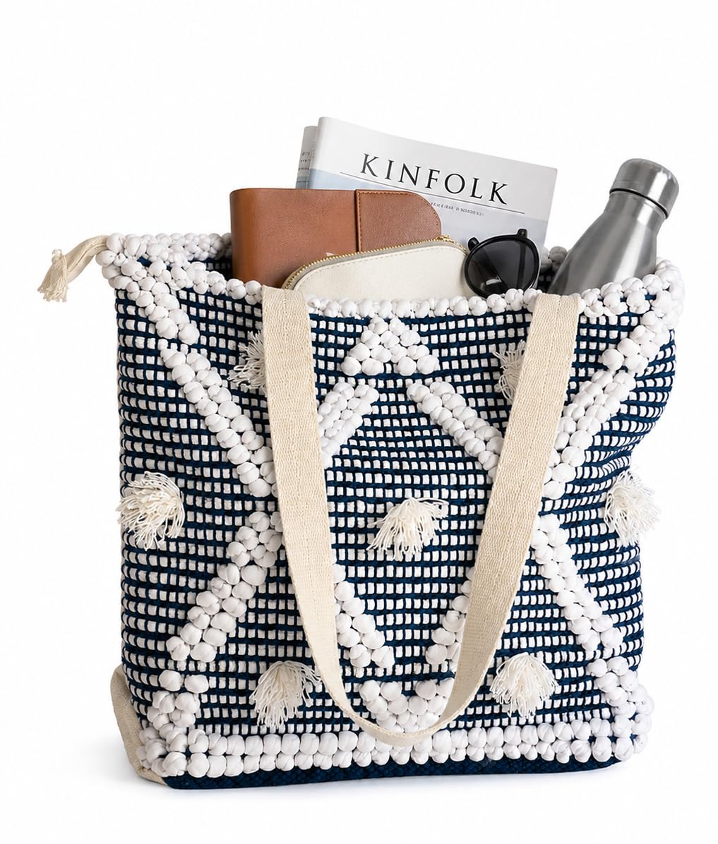 Boho Chic Cotton Tote Bag – Handwoven Artisan Shoulder Bag-picture-10