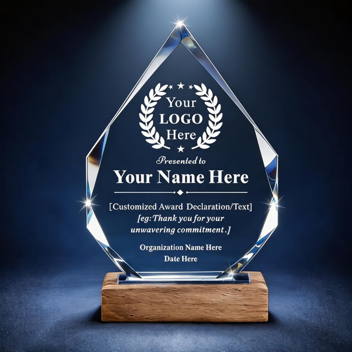 Custom Crystal Trophy Award-Personalized Trophy with Logo & Text, K9 Crystal Recognition Gift for Corporate,Employee Appreciation,Graduation Award,Years of Service,Academic Recognition Gift