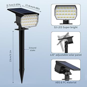 Kipeini Solar Spot Lights Outdoor 12 Pack, [52 LED/ 6 Color