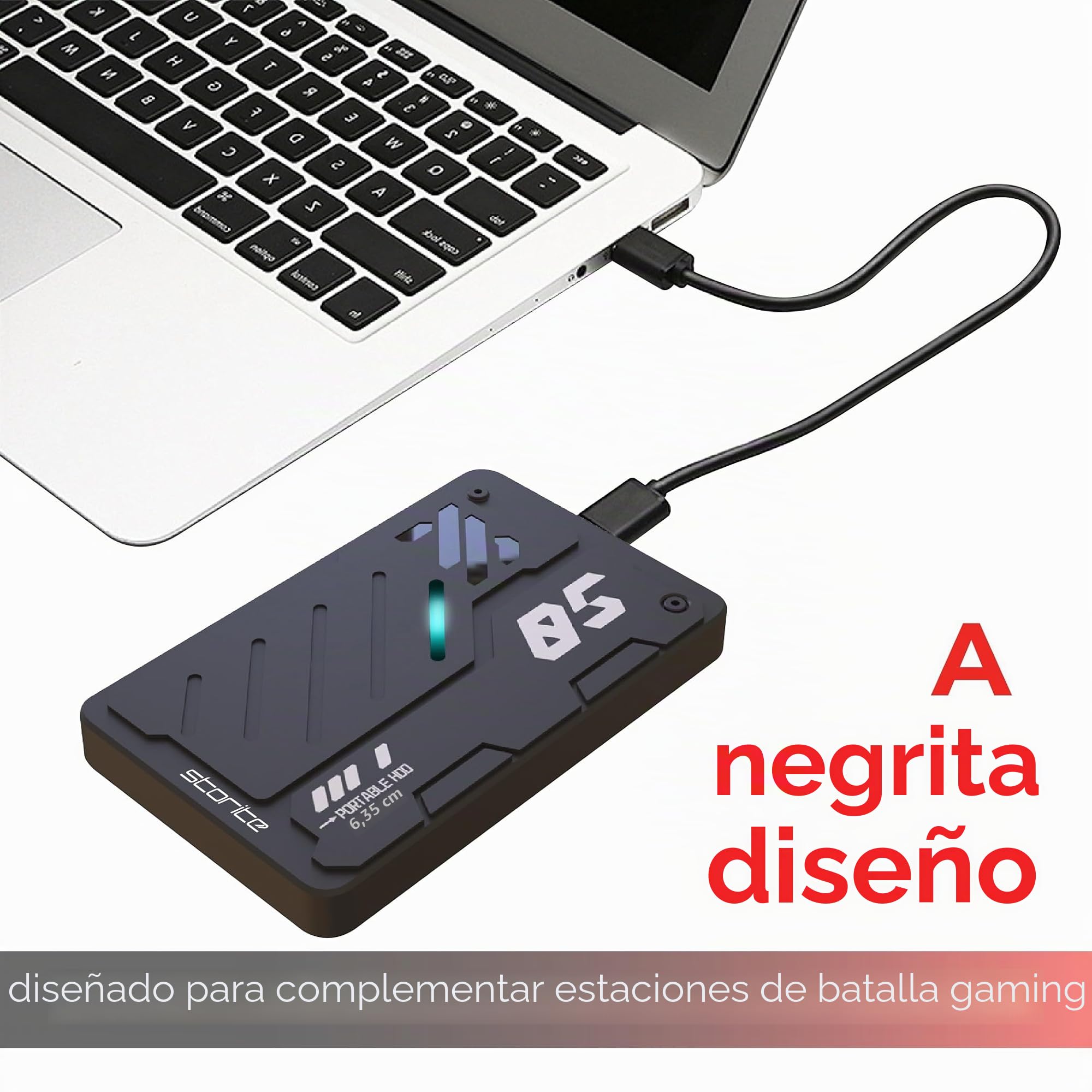 Storite Disco Duro Externo 1 TB USB 3.0 para Gaming | Para copia de seguridad y almacenamiento de datos disco duro portátil para portátiles, ordenadores de sobremesa y Mac.