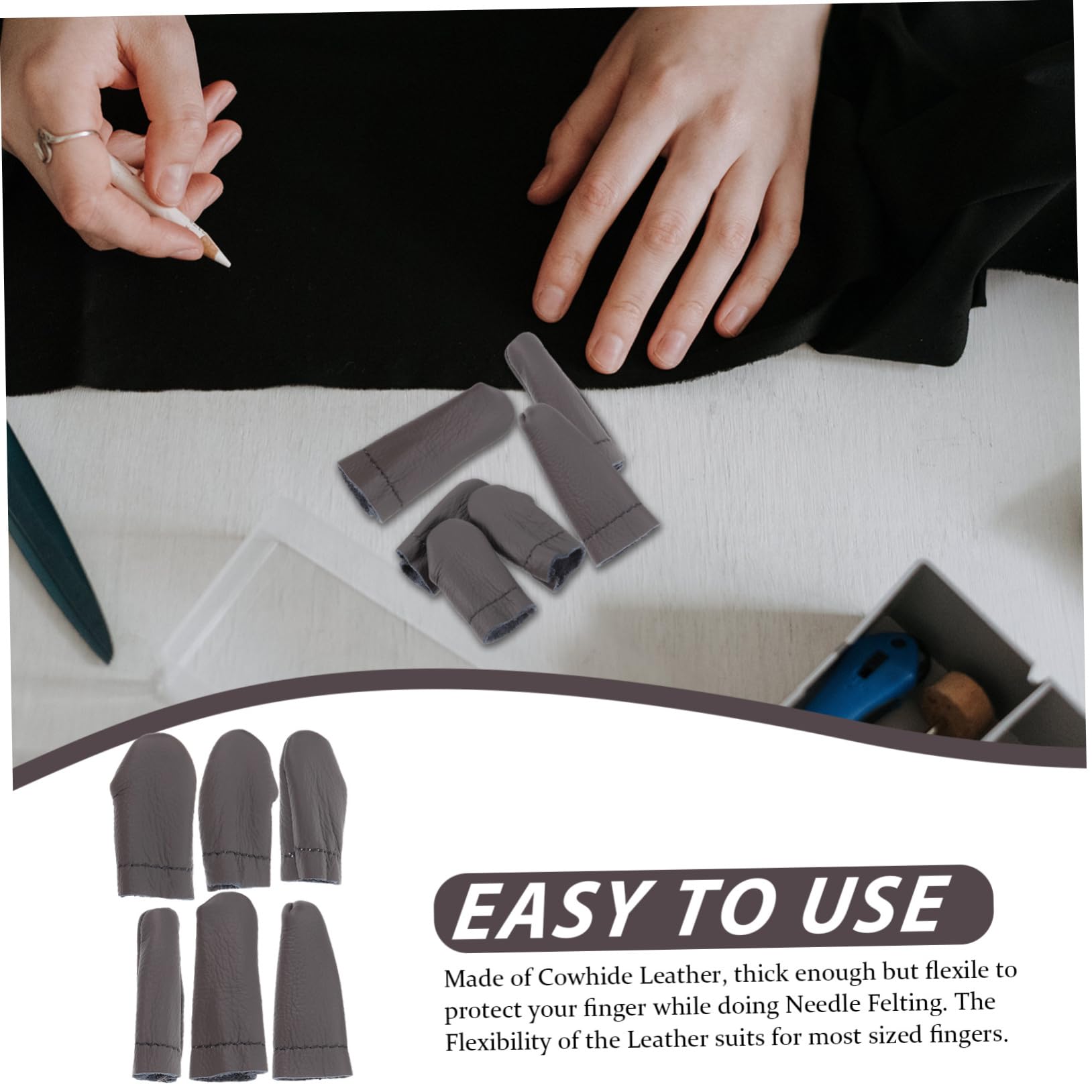 STOBOK 6 Piezas guantes para costura Anti-rasguños cuna de dedo sintió cunas para los dedos protector de dedos