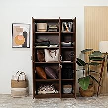 Wooden Street Kayden 3 Door Wardrobe Furniture for Clothes, Wooden Almirah for Bedroom, Multi Utility Cupboard with Lock and Handles, Engineered Wood, 1 Year Warranty (Columbian Walnut)