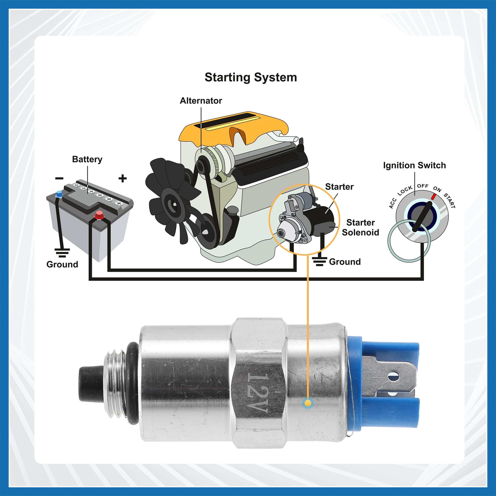 A ABSOPRO Carburant Coupure Arrêt Off Solénoïde Vanne 12V 7167-620C pour PERKINS Remplacement d'article