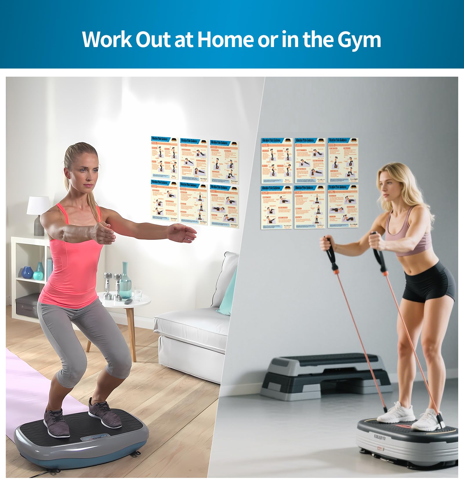 Affiche d'exercices avec plaque vibrante pour tout le corps, tableau d' exercices pour machine d'exercice avec plaque vibrante - France Affiche d'exercices avec plaque vibrante pour tout le corps, tableau d' exercices pour machine d'exercice avec plaque vibrante - France