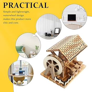 木製 水車デザイン インテリア Amazon | 木製模型 水車 モデル 3D立体 ミニチュ 置物 飾り 工芸