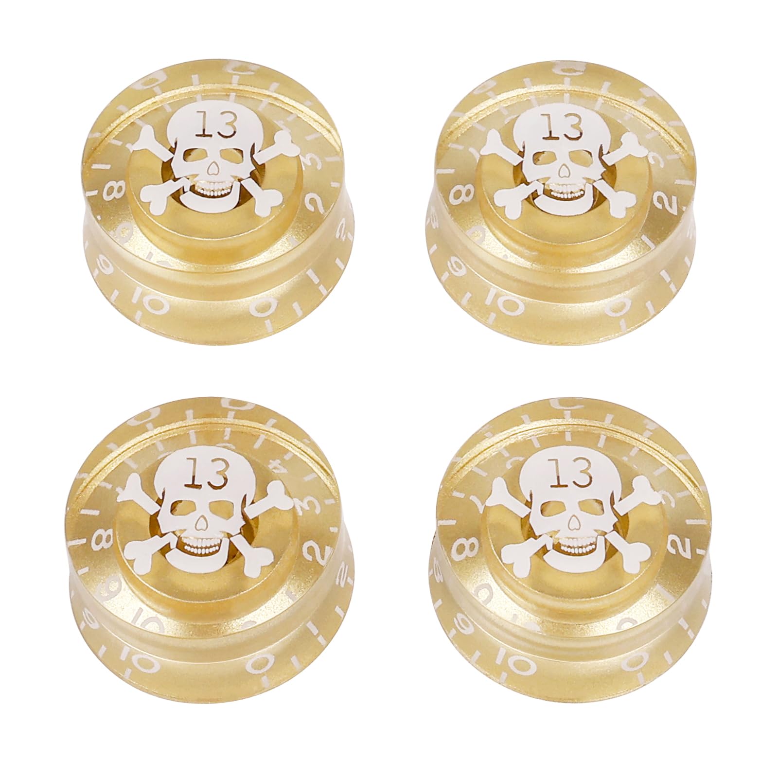 Banworks Electric Guitar Control Knobs 2 Tone + 2 Volume Knobs Speed Knobs Top Hat Metric 6mm (15/64") 18-Spline for Epiphone Les Paul SG Electric Guitars Pack of 4 JT/XN-02 Golden with White Pattern