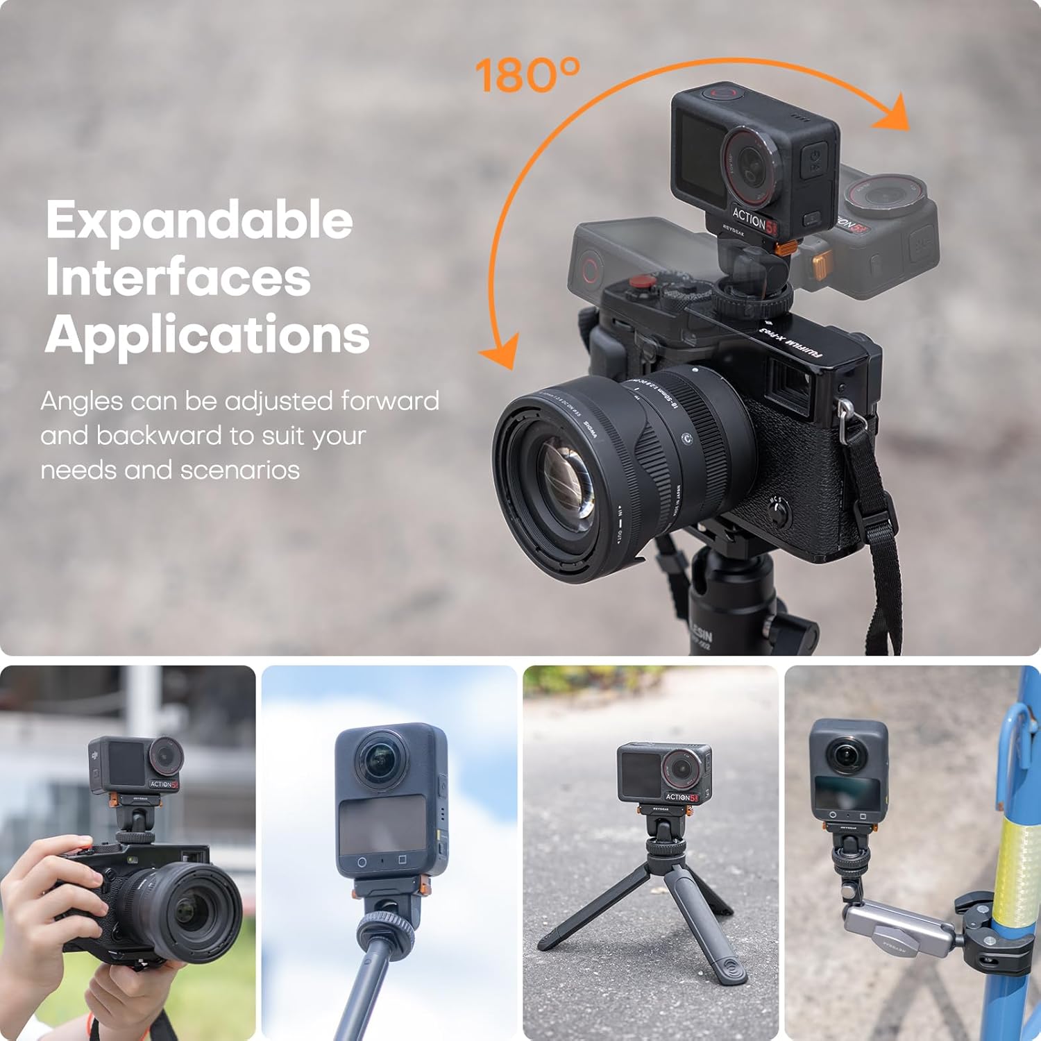 REYGEAK Cold Shoe Adapter Mount for DJI Osmo 360/Action 5 Pro/4/3,Magnetic Quick Release Mount with 1/4" Screw for DSLR,Selfie Sticks,Tripods Photography Accessories - Image 6