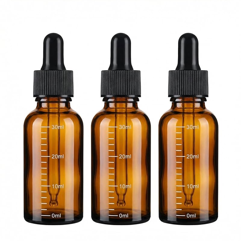 ericotry Frascos de Vidro Âmbar com Pipeta Conta-Gotas 30 mL, Pacote com 3