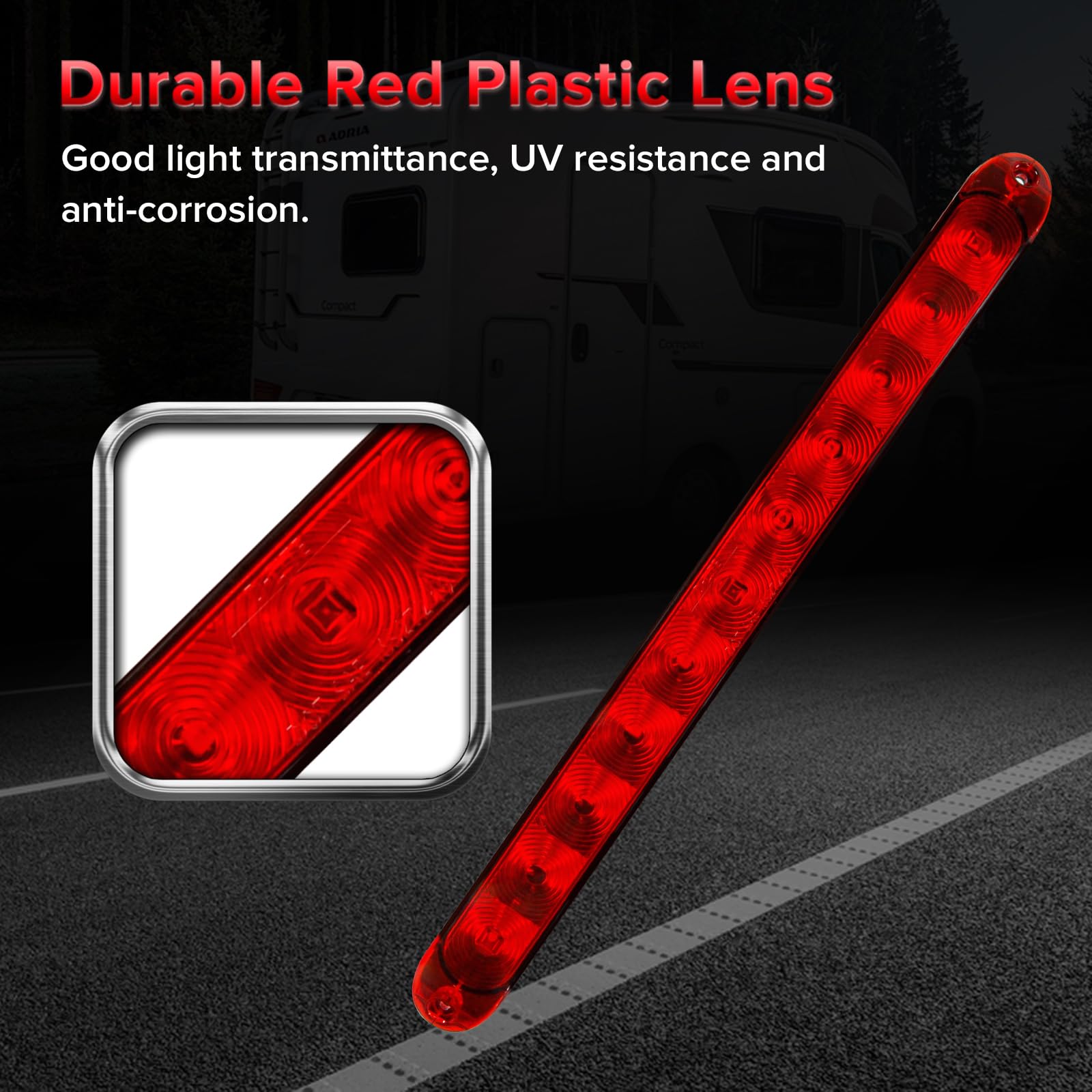 Lumière De Remorque 1 - 15" Inch Slimline LED STT Stop Turn Tail Lights LED Red Flatbed Trailer Rv United Pacific - Foto 14