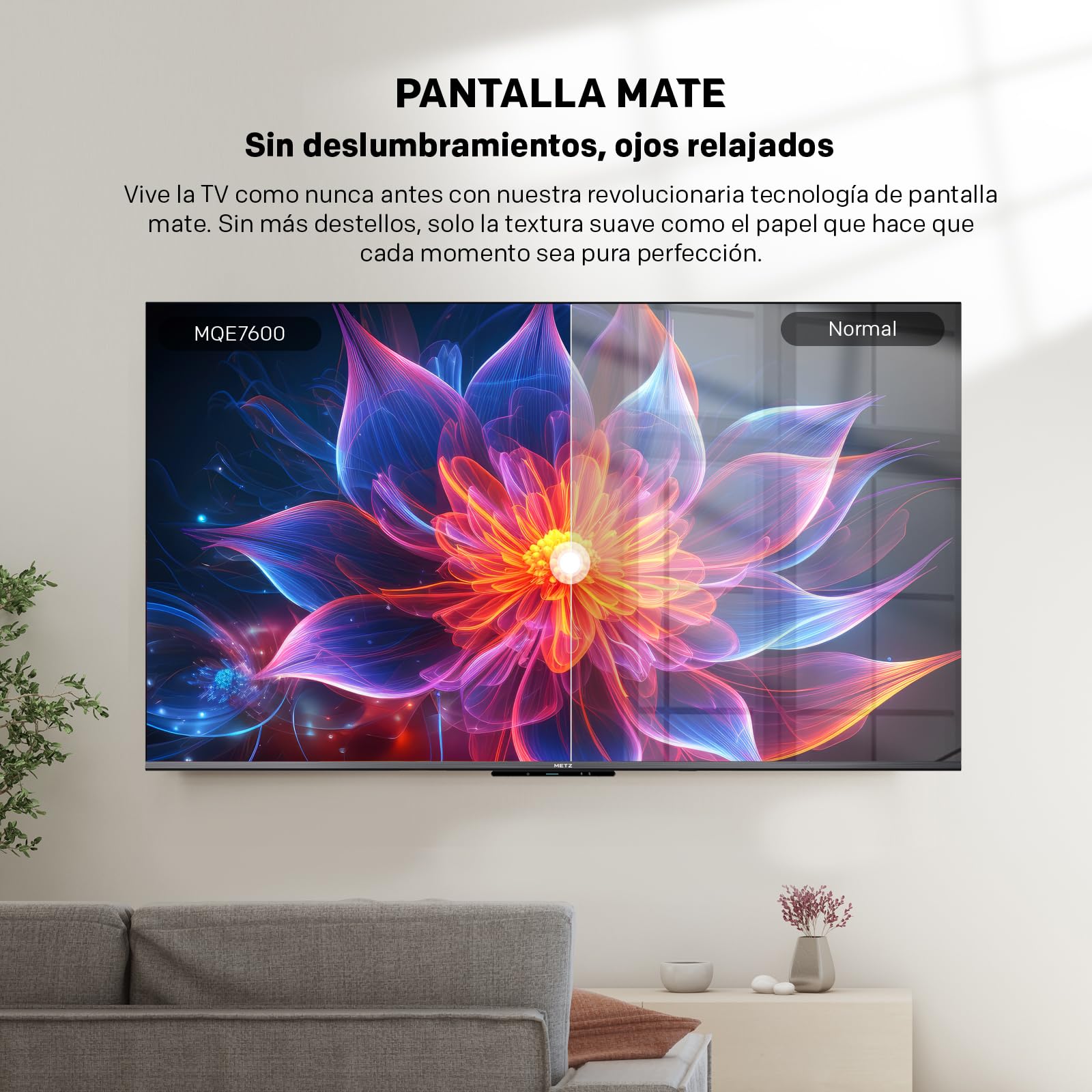 Televisión Inteligente METZ QLED+ MQE7600Z 4K UHD de 43 Pulgadas con Google TV y Pantalla Mate antirreflejos Dolby Vision Dolby Atmos HDR Wi-Fi (2024)
