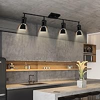 Vista 6 de 4 luces de riel de iluminación de techo, iluminación de riel negra con cabezales giratorios, lámpara de techo industrial vintage para cocina, sala
