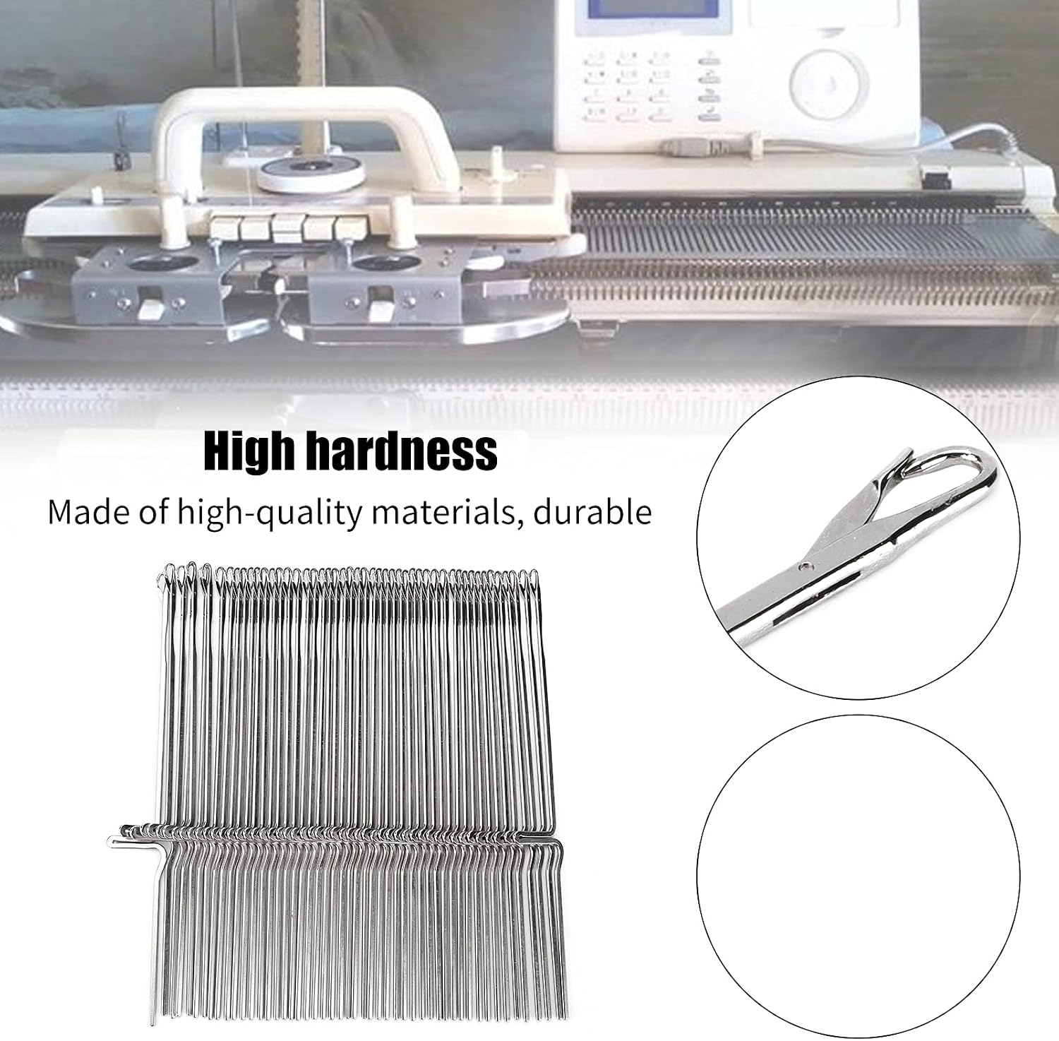 NDNCZDHC 50pcs Knitting Machine Needles, Stainless Steel Sewing Machine Needles Set Replacement for KH585 KH587 KH588 KH601 KH710 KH800 KH801 Knitting Machine