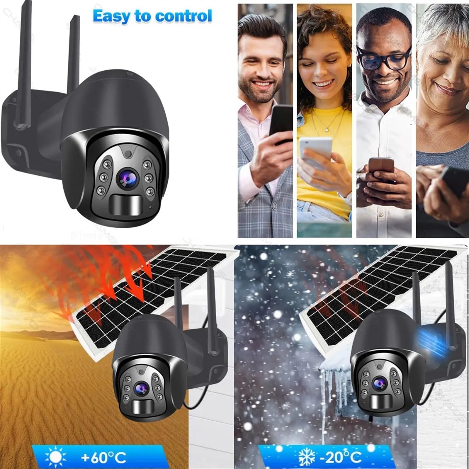 Bezprzewodowe kamery bezpieczeństwa na zewnątrz Kamera zewnętrzna Solar 4G kamera monitorująca 1080P 4x Zoom bezprzewodowa PTZ CCTV automatyczne śledzenie wykrywanie ludzi noktowizor(Wifi Camera 32G)