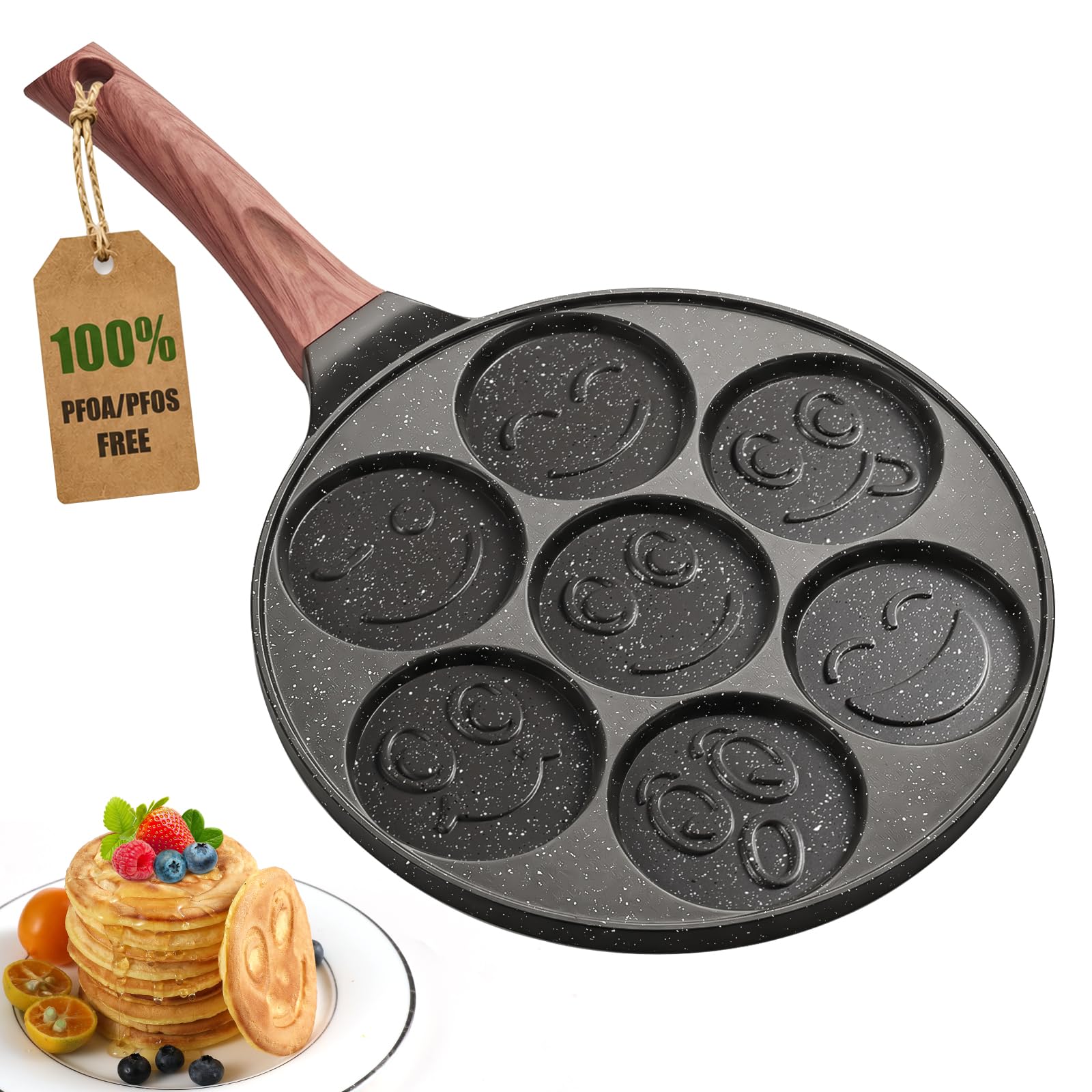 YASHE Non-Stick Fried Egg Pan 4 Holes for Induction Multi-Function Pan | Non-toxic pancake pan, egg pan for breakfast burger  omelette pan, PFOS/PFOA-free