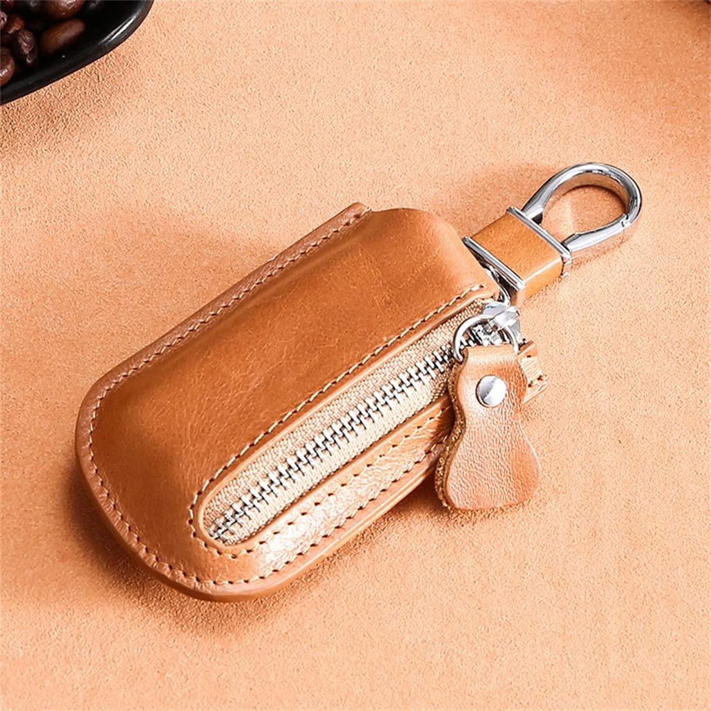 Skórzane etui na kluczyki samochodowe zamek błyskawiczny okno mężczyźni i kobiety kompaktowe retro na co dzień
