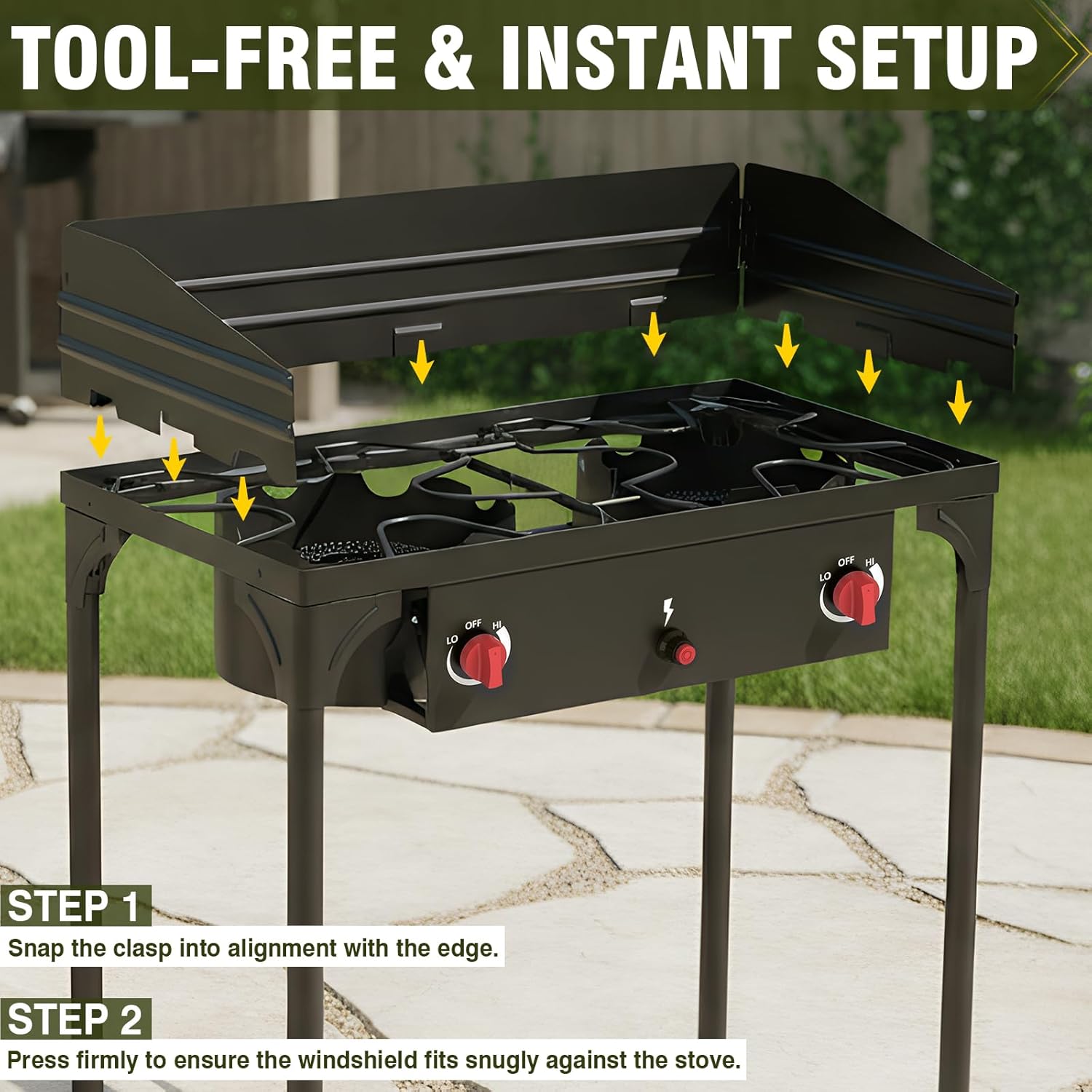 Bestfire Universal 54.3in Foldable Windscreen for 2 Burner Camping Stoves Compatible With ROVSUN/Gas One/ADREAK/SKOK and Most Outdoor Propane Stove Models, Easy to Install
