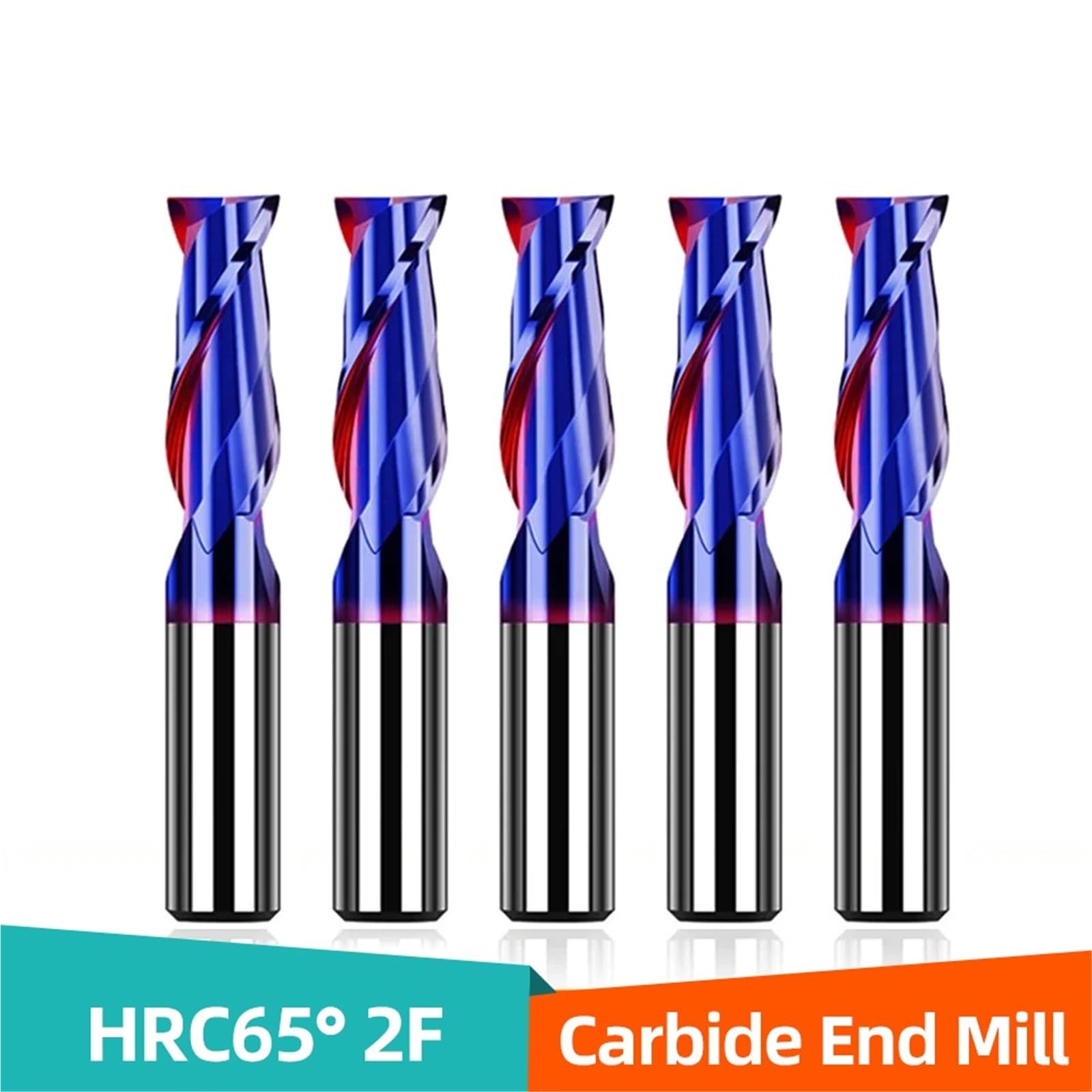 Fresas de extremo de carburo HRC65 de 2 flautas, brocas de enrutador de Metal, fresa de acero de tungsteno, herramienta de torno CNC, fresa plana recubierta(D6xD6x50L)