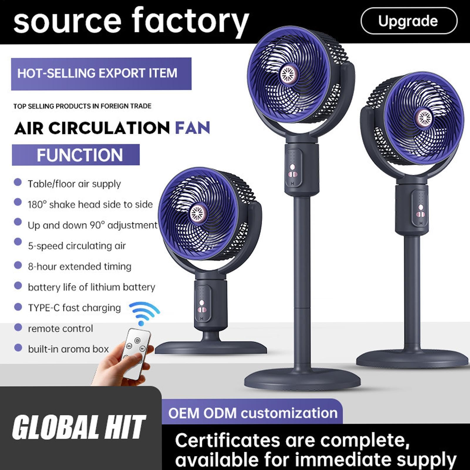 Ventilador Oscilante 5 Velocidades Oscilación 180° Altura Ajustable | Ventilador Vertical Eléctrico Para Cuarto Cocina Oficina En Casa Dormitorio Trabajo Estudio Dormir Camping
