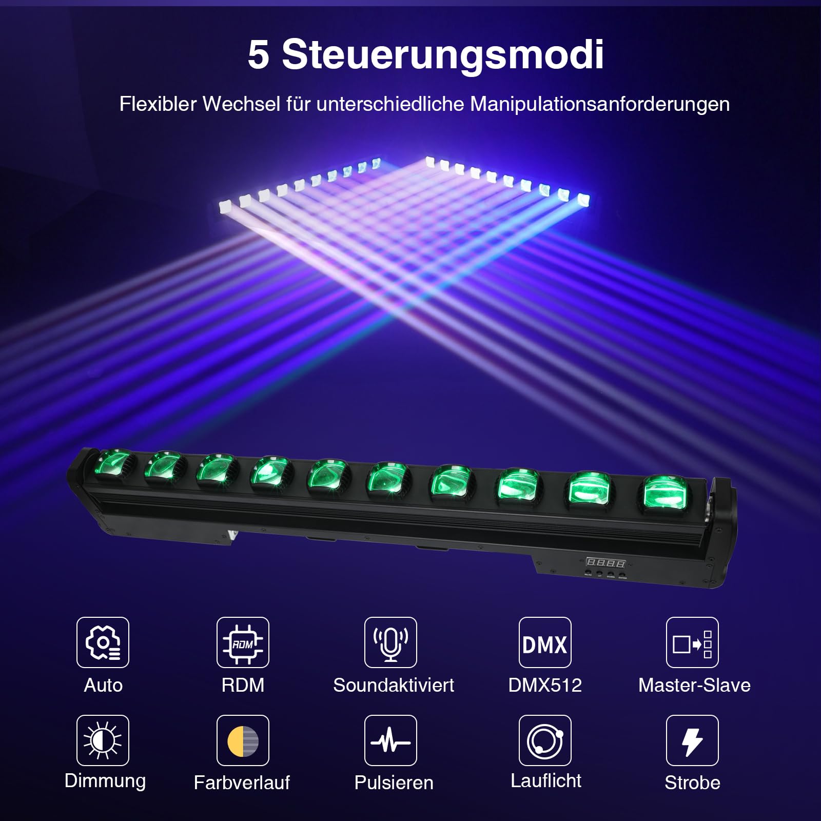 BETOPPER Moving Head Wallwasher LED Bühnenlichter, 10x15W RGBW LED Bar DMX512 Swing Strahler Partylichter DJ Lichter Außenwandlichter für Bühnen Live Events, Bars, Disco, Partys, Hochzeiten (1, L)