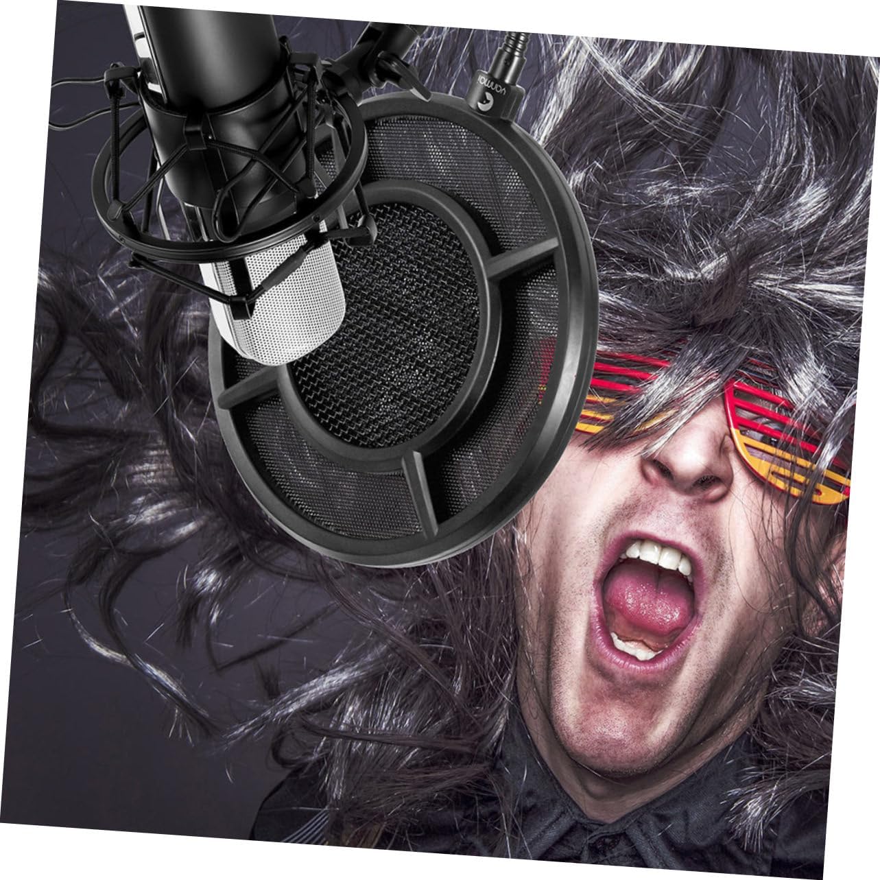 Microphone Windproof Filter Durable Mic Shield Cover for Recording Rotatable Design Sound Absorbing Protection Black