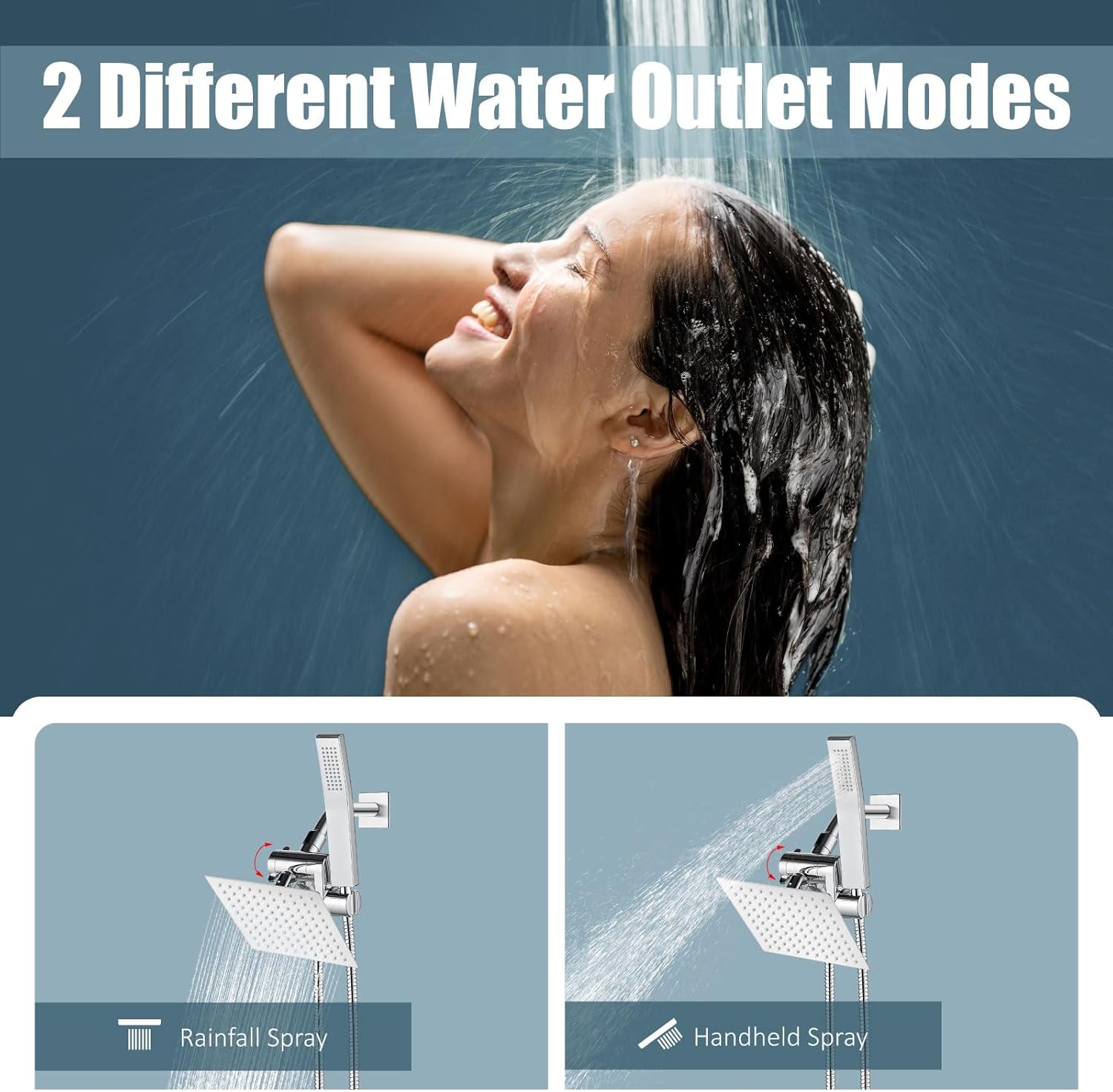 Aolemi Shower Head and Handle Set with Handheld Spray Bathroom Shower Faucet Set System Wall Mount with Rough-in Valve and Shower Trim Kit 6 Inch Rainfall Shower Head Polish Chrome