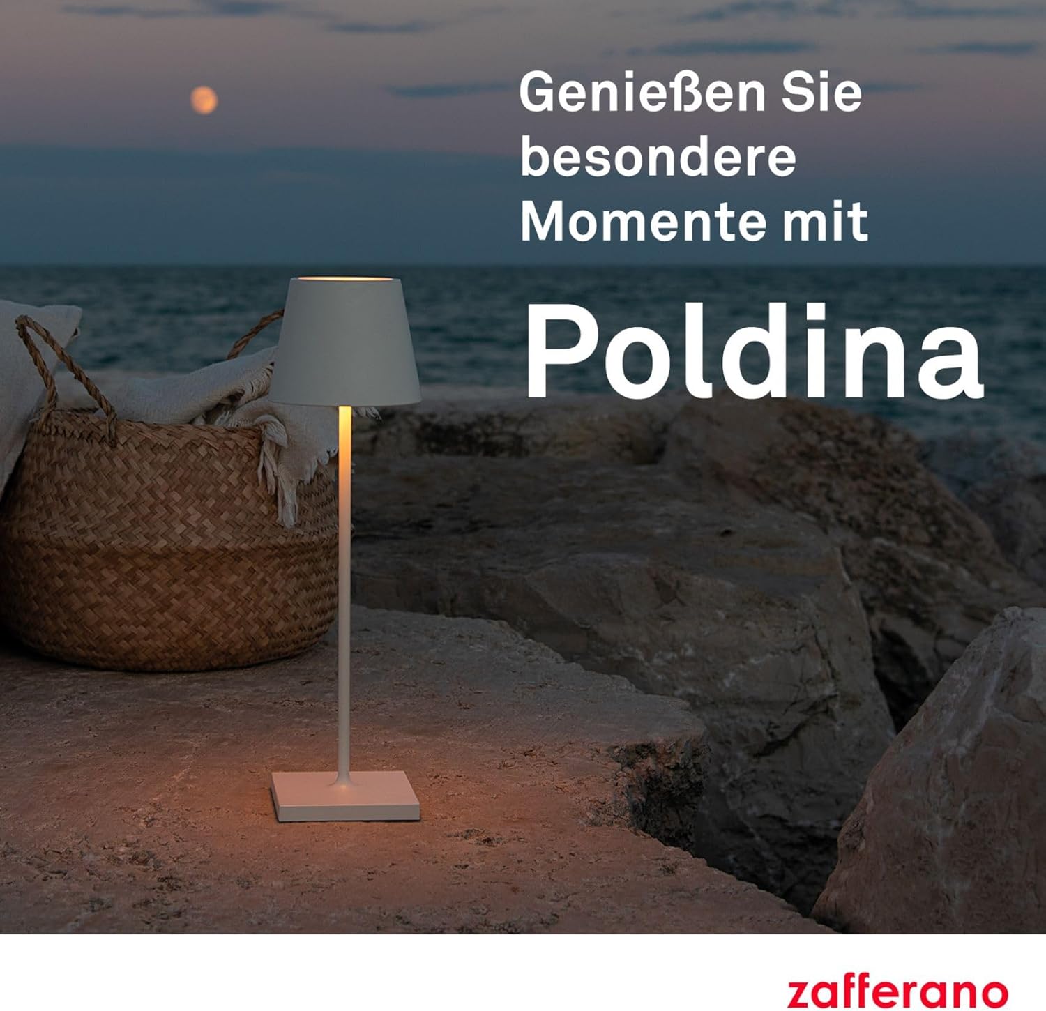 Zafferano, Poldina Pro, Rechargeable and Wireless Table Lamp with Touch Control, Can Also Be Used as Outdoor Light, Dimmer 2200-3000K, Height 38 cm, Corten Colour