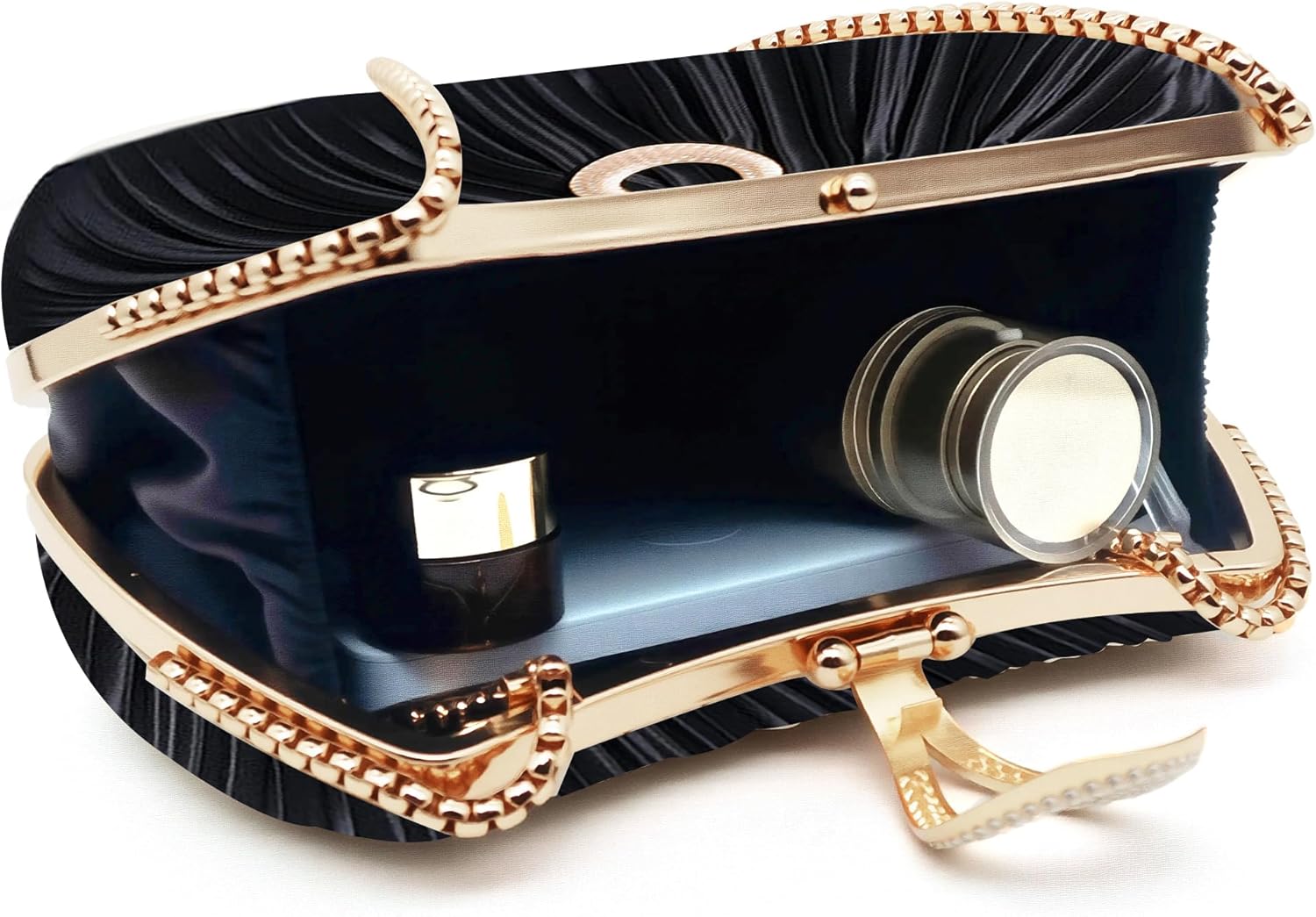 Fozehlad Elegant Clutch Purse for Women Formal, Pleated Satin Evening Clutch for Wedding Prom Nights, Cocktail& Parties