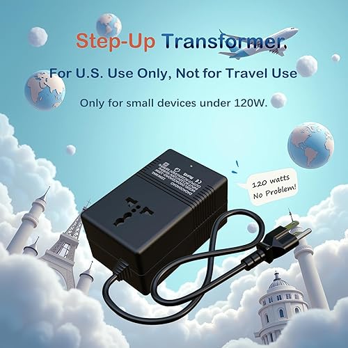 Miniatura 7 de 120 vatios, convertidor de voltaje de 110 V a 220 V, convertidor de voltaje de 110 a 220, transformador de paso ascendente de 110 V a 220 V,