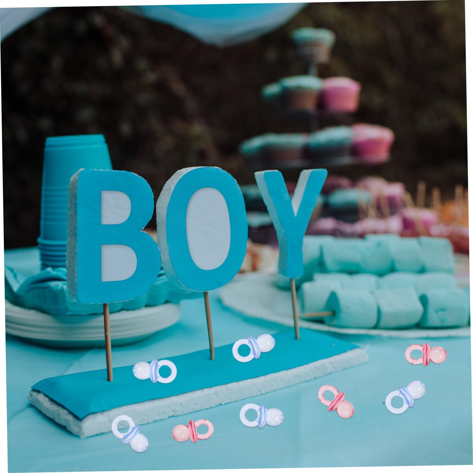 Blue Pacifiers For Baby Shower 100pcs Mini Pacifiers Baby Shower Table ...