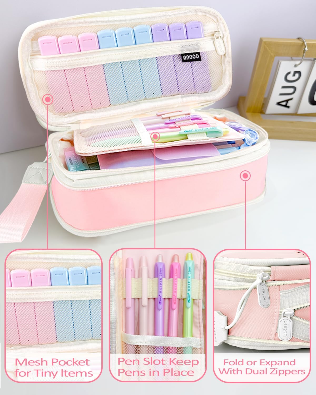Mechanical Pencil Set with Pink Pencil Case,12X Pastel Mechanical Pencil 0.5mm-2.0mm with 564X HB+36X Color Leads for Writing, Drafting, Drawing, Sketching Ideal College Study Essentials - Image 5