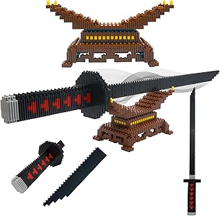 Demon Slayer Sword Building Set Compatible with Lego, 19in Cosplay Anime Samurai Tanjiro Swords Building Blocks with Sword Stand, Katana Demon Slayer Swords Model Building Toy Gift for Kids, Adults