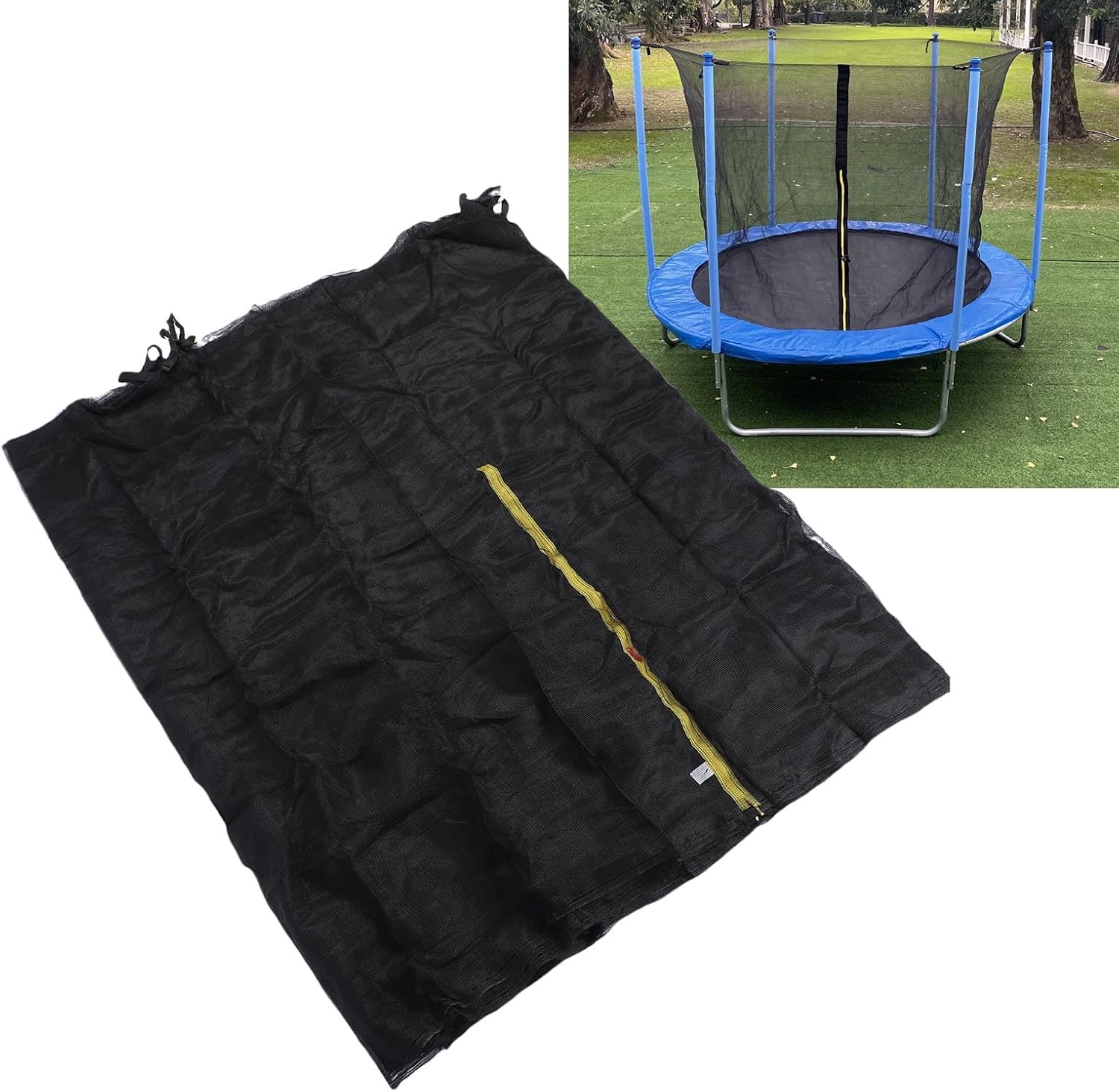 Alomejor Toddler Trampoline Safety Net with Double Zipper, Weatherproof and Tearproof Enclosure Net 6ft Tall for Play