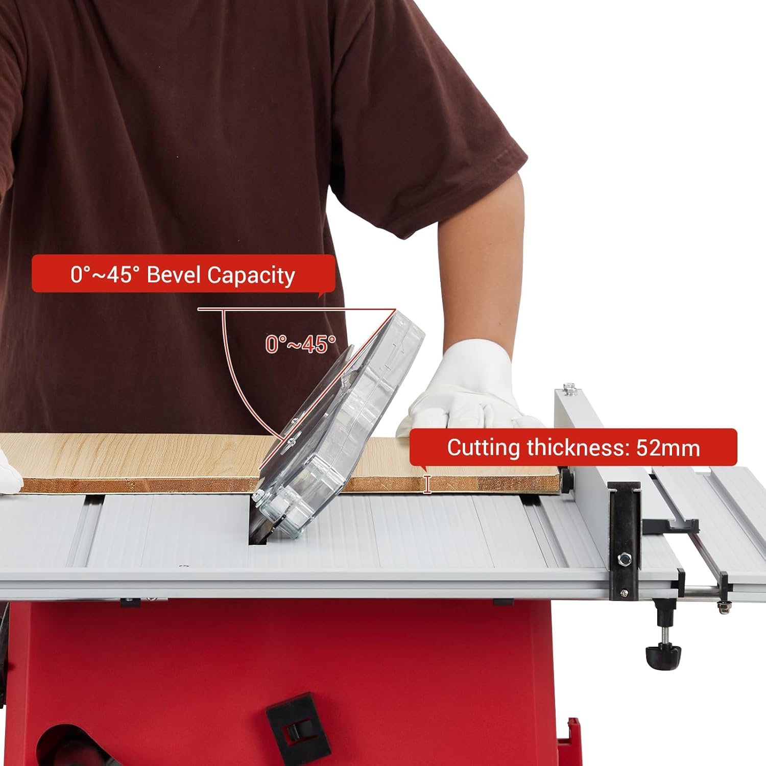 Sierra de Mesa 10 Pulgadas 15 Amp - Herramienta Multifunción con Guía Cremallera, Diseño Compacto y Portátil para Carpintería y Bricolaje, Incluye Salida para Aspirador