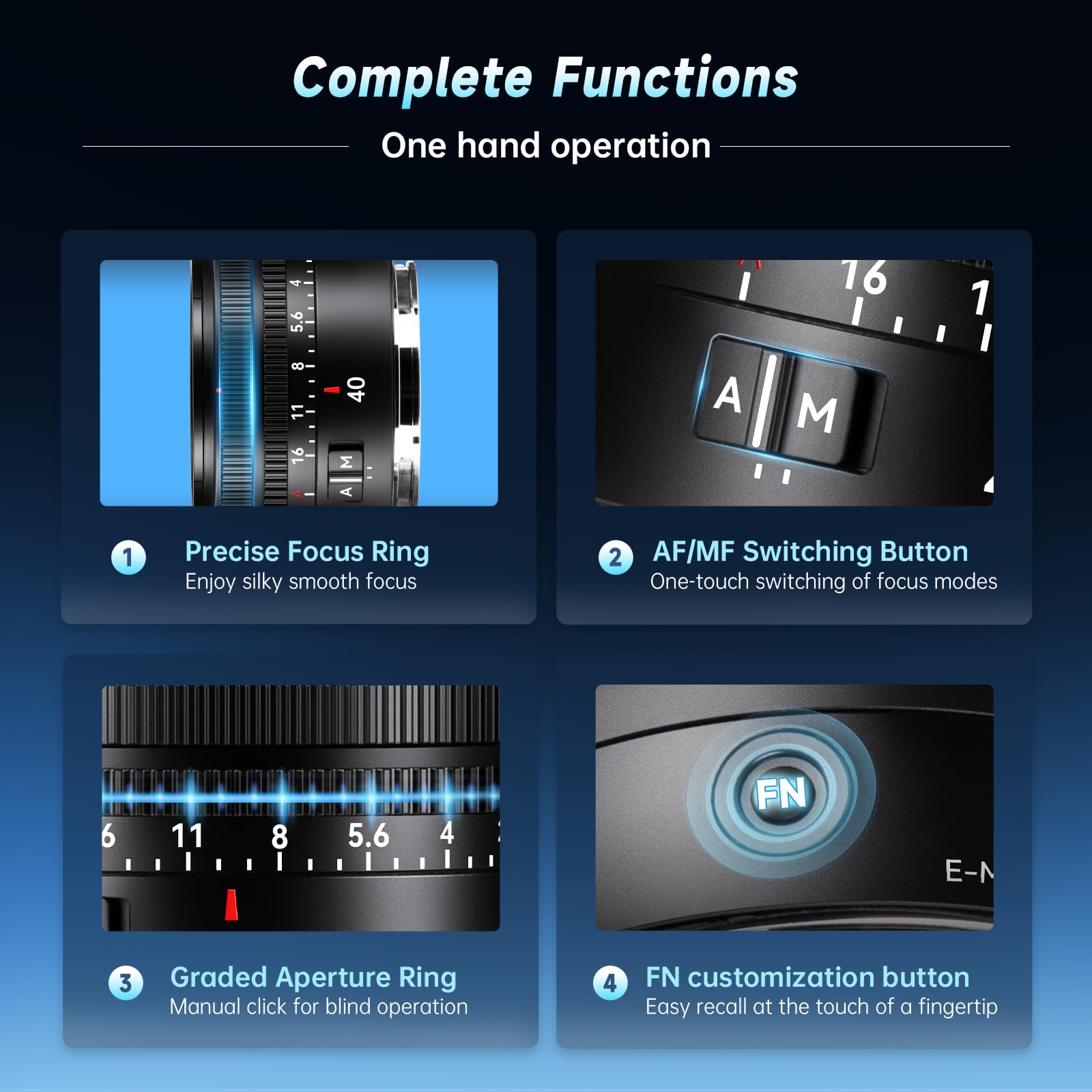 7artisans AF 40mm F2.5 Objectif Full Frame pour E-Mount,90g,Mise au Point Automatique/Manuelle,Reconnaissance oculaire Humaine,Compatible avec Sony E A1, A9, A7M, A7R, A7S, A7C, ZVE Series, FX3, A9II