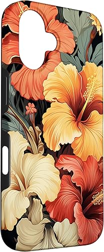 Miniatura 3 de Hawaiian Tropical Design Yellow Red Hibiscus Plumeria Case for iPhone 16