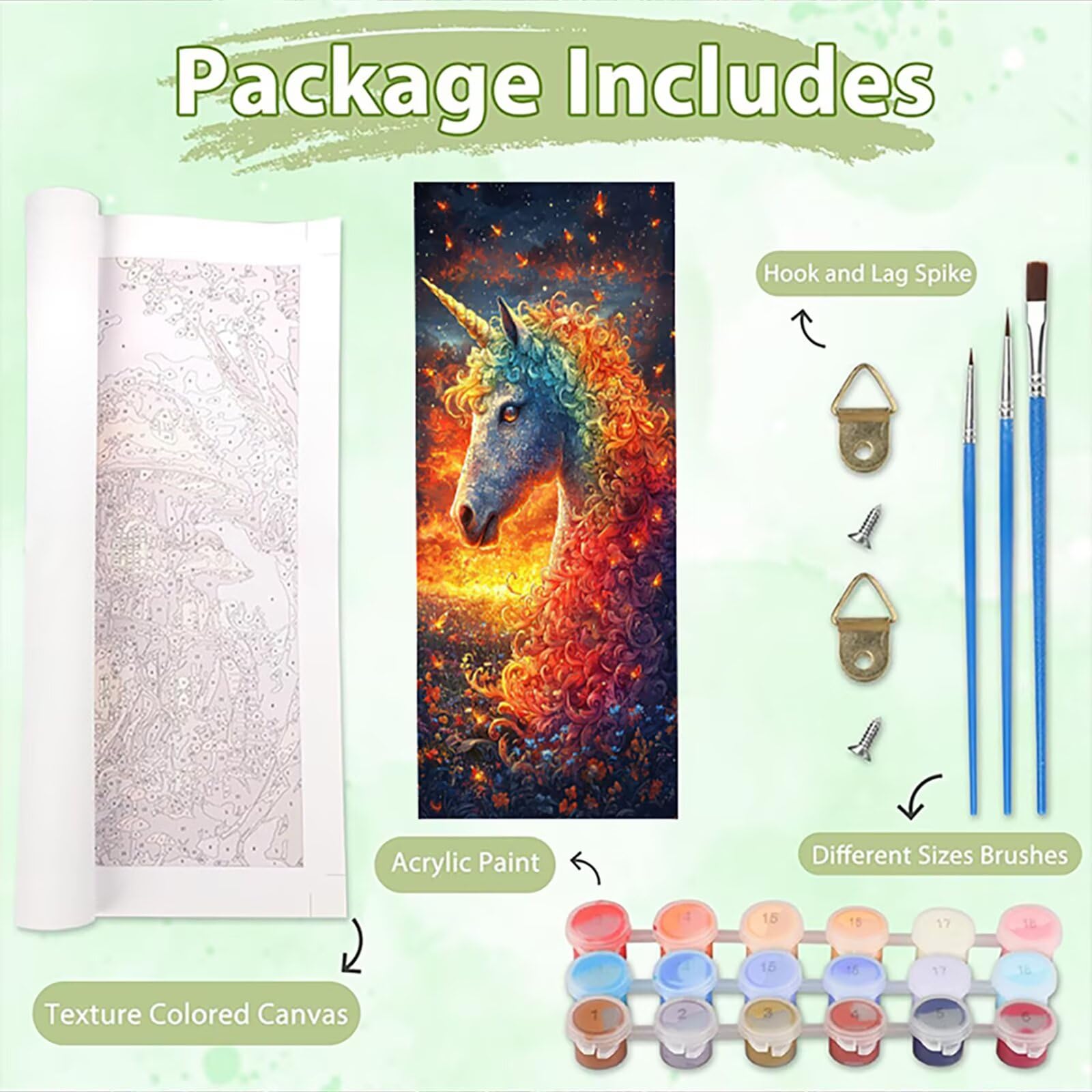 Malen Nach Zahlen 50x150cm Leinwand Farbe Malen Nach Zahlen Erwachsene mit Ohne Rahmen, DIY Kreativ Set für Erwachsene mit Pinseln und Acrylfarbe, Zimmer Deko Einhorn Landschaft Geschenk, P0M-686