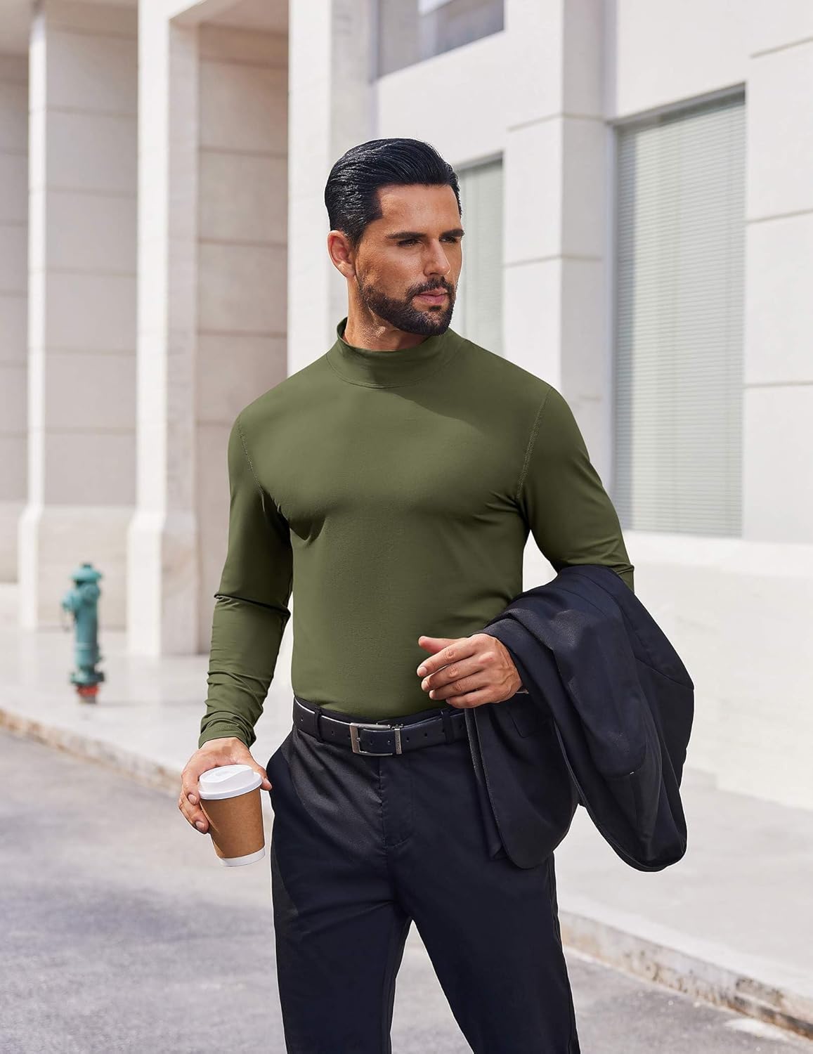 COOFANDY Mens Mock Turtleneck Long Sleeve Shirts Casual Basic T-Shirt Lightweight Mockneck Pullover Sweater for Men - Image 3