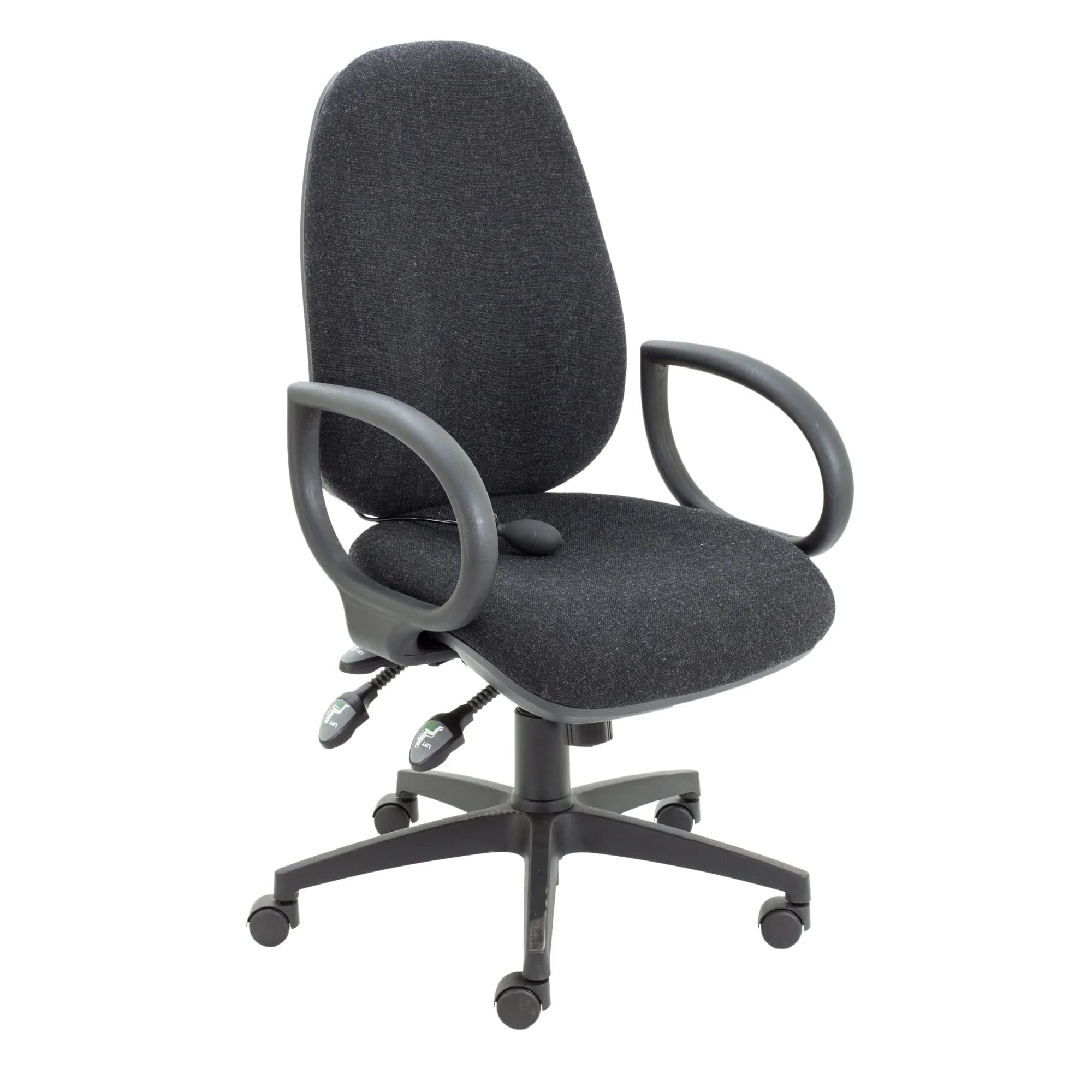Office Hippo Physio Approved Desk Chair, Ergonomic Home & Office Chair With Adjustable Seat, Back & Lumbar Pump For Comfort & Support, Computer Chair With Fixed Arms - Charcoal