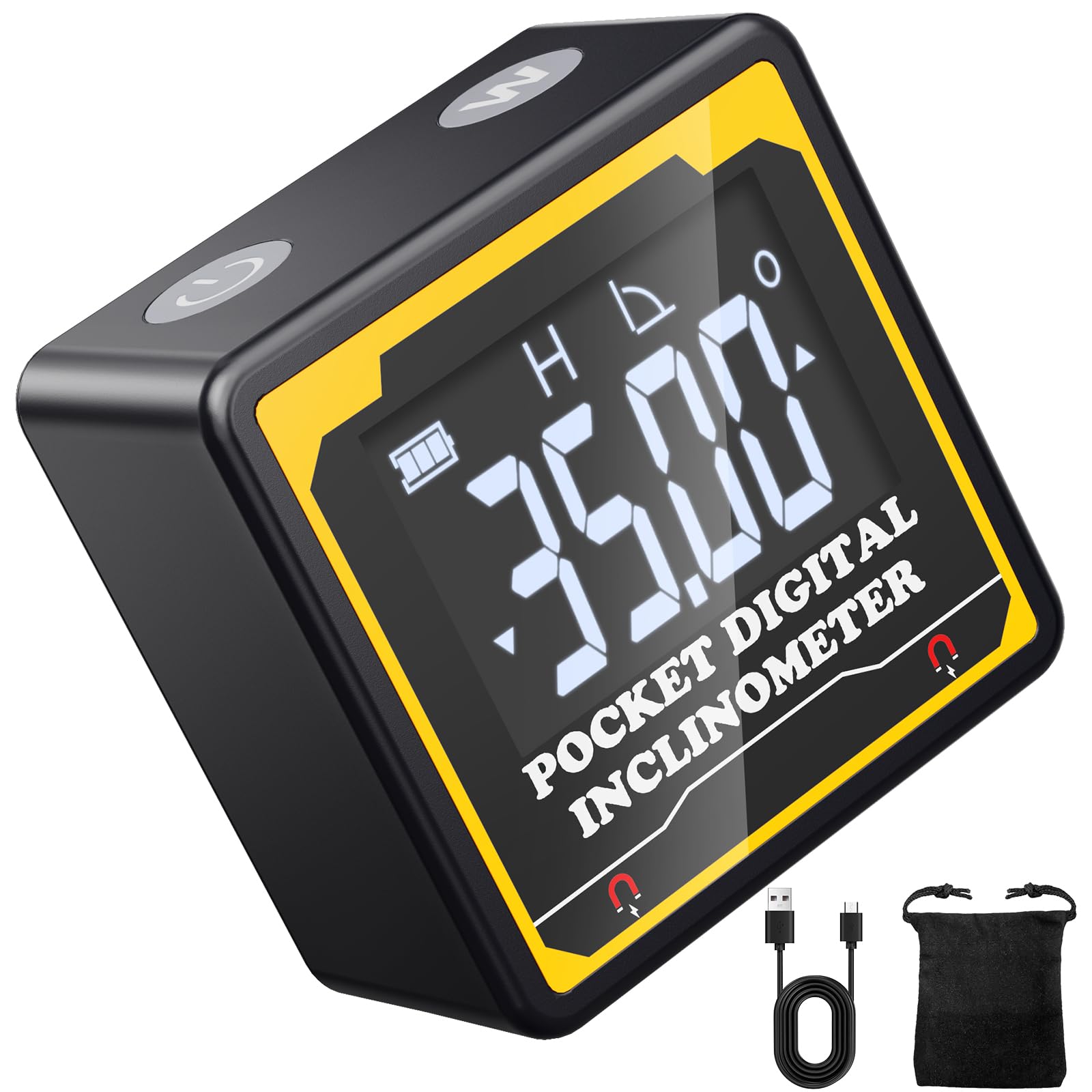 Preciva Digital Level Box - Mini Inclinometer with LCD Display Magnetic Base, Rechargeble IP54 Waterproof Angle Finder for Woodworking, Machinery, Construction