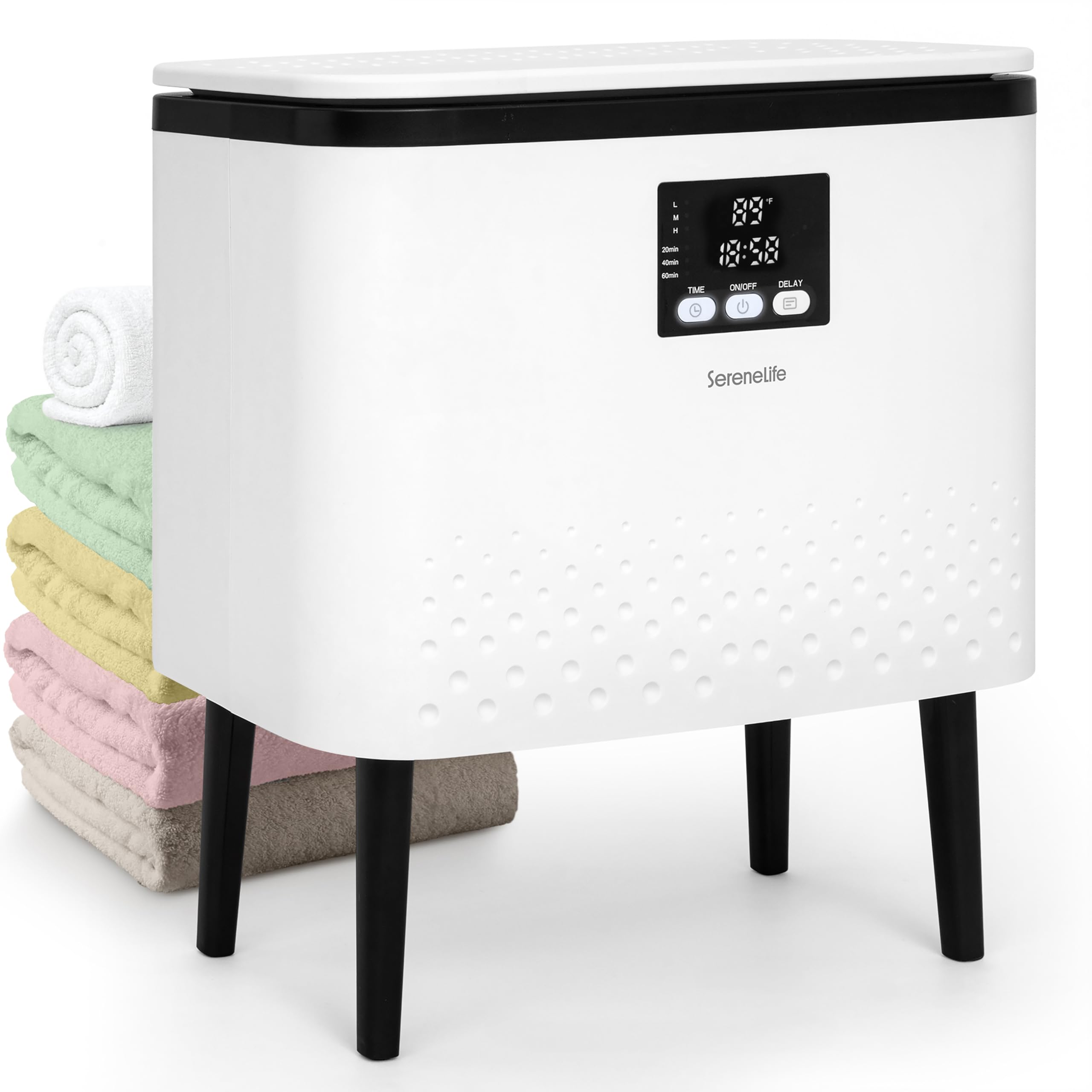 SereneLife Calentador de Toallas Rectangular, Gran Capacidad para Mantas y Paños, Control de un Solo Toque, Diseño Eficiente en Energia, Apagado Automatico, Capacidad de 20L