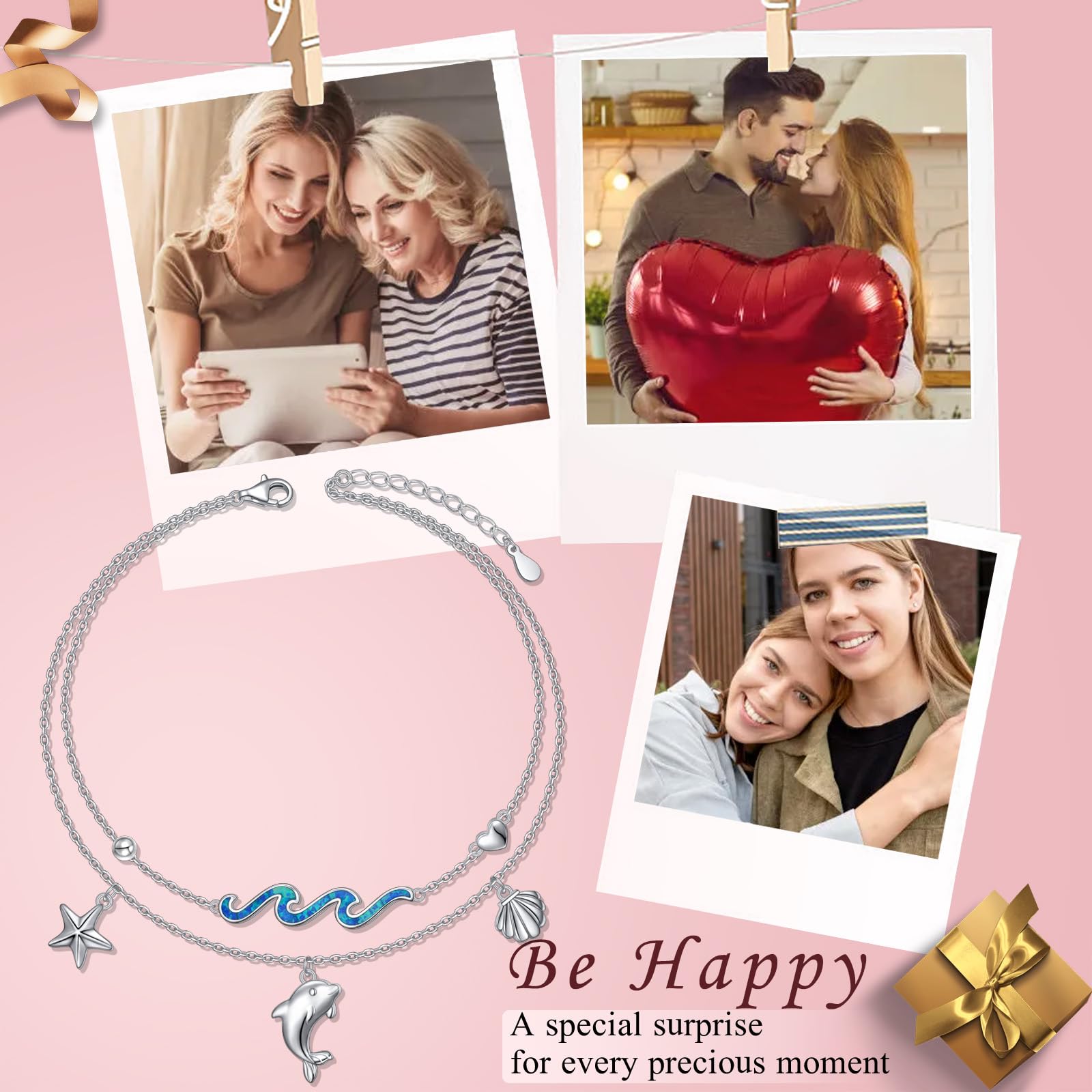 Sterling Silver Ankle Bracelets For Women Moonstone Anklets For Women Infinity/butterlfy/pearl Ankle Bracelet Birthday Jewelry Adjustable Anklet Gift for Sister Daughter